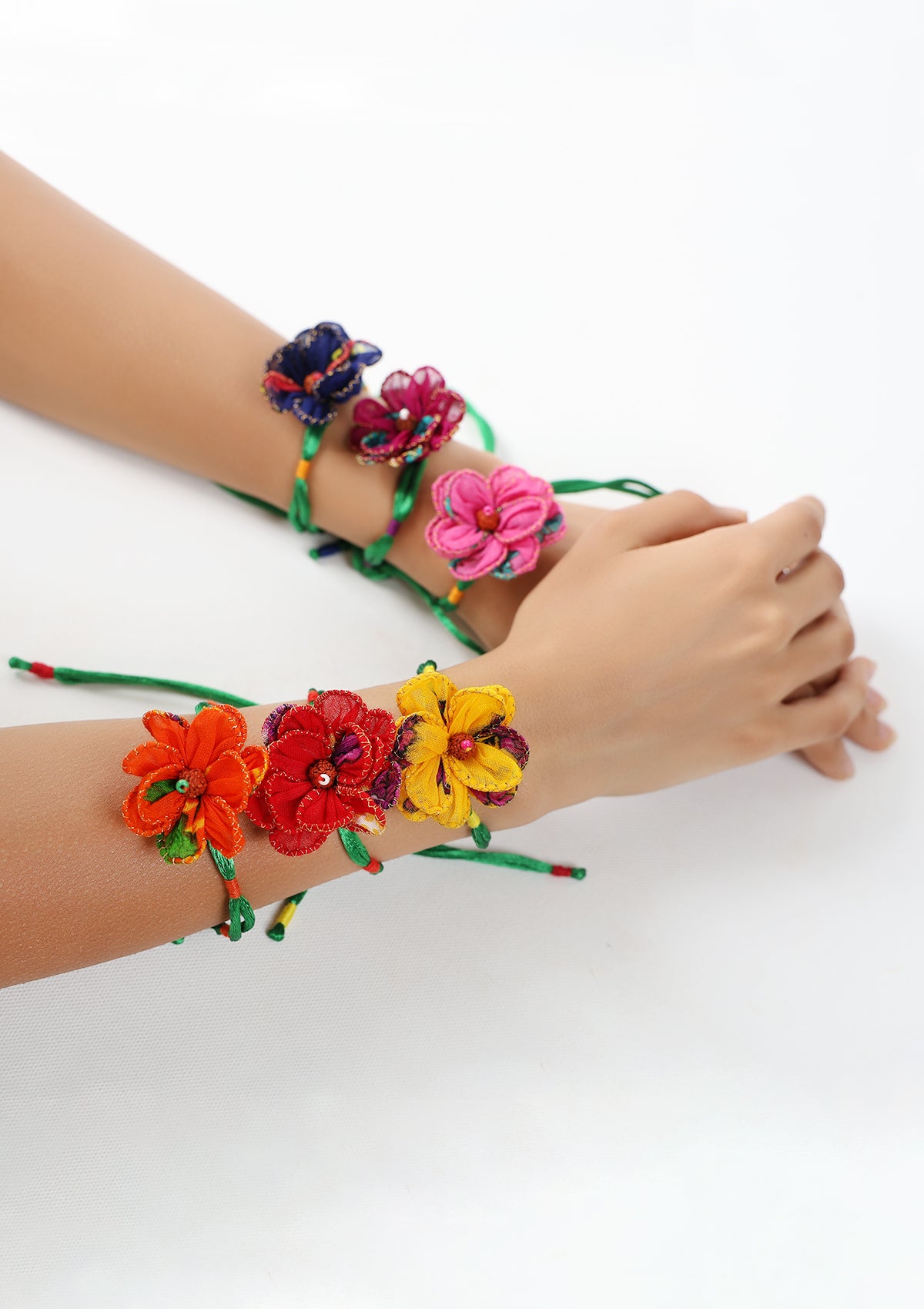 Daisies Textile Rakhi - Set of 6