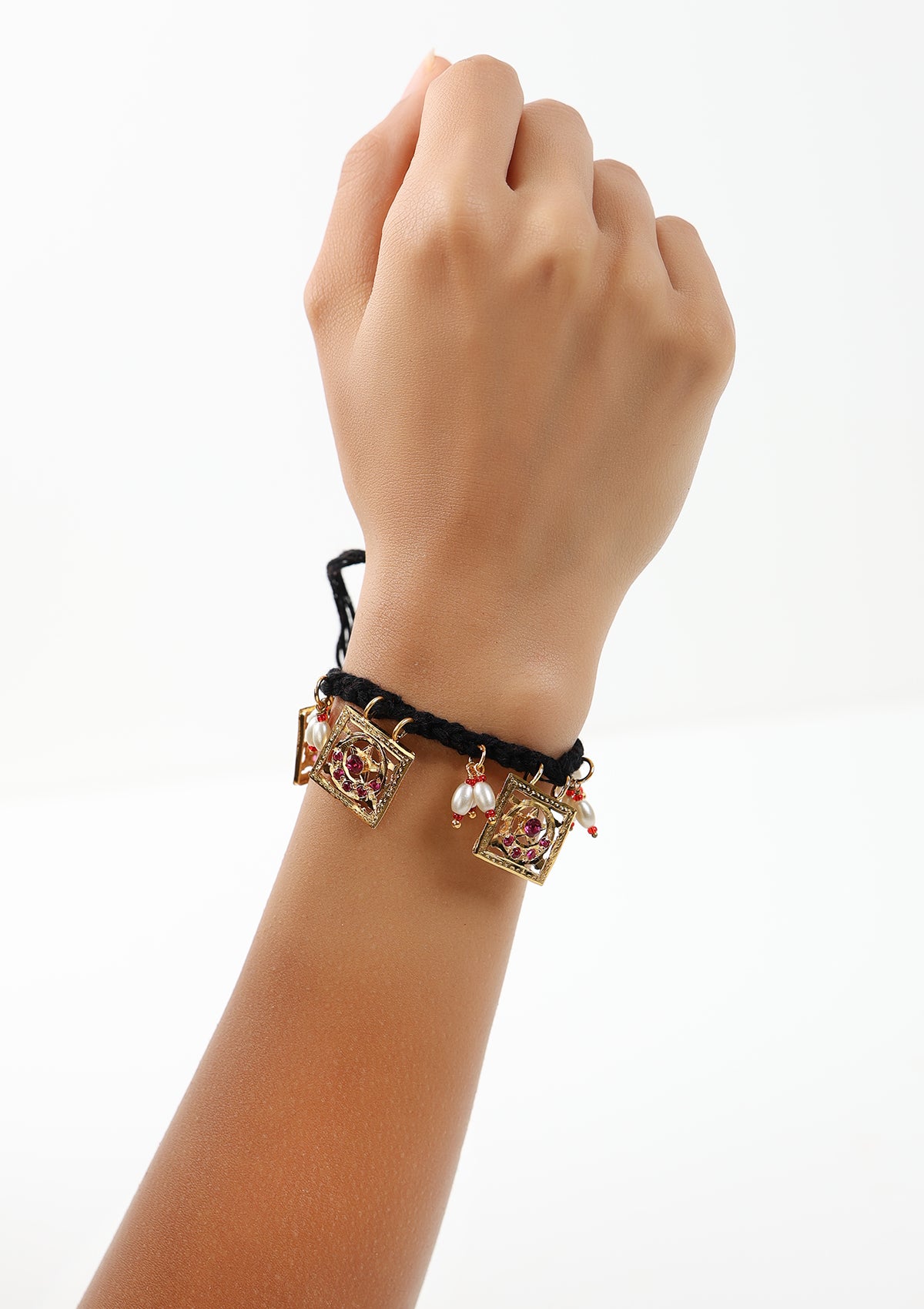 Bandhu Gold Tone Silver Rakhi