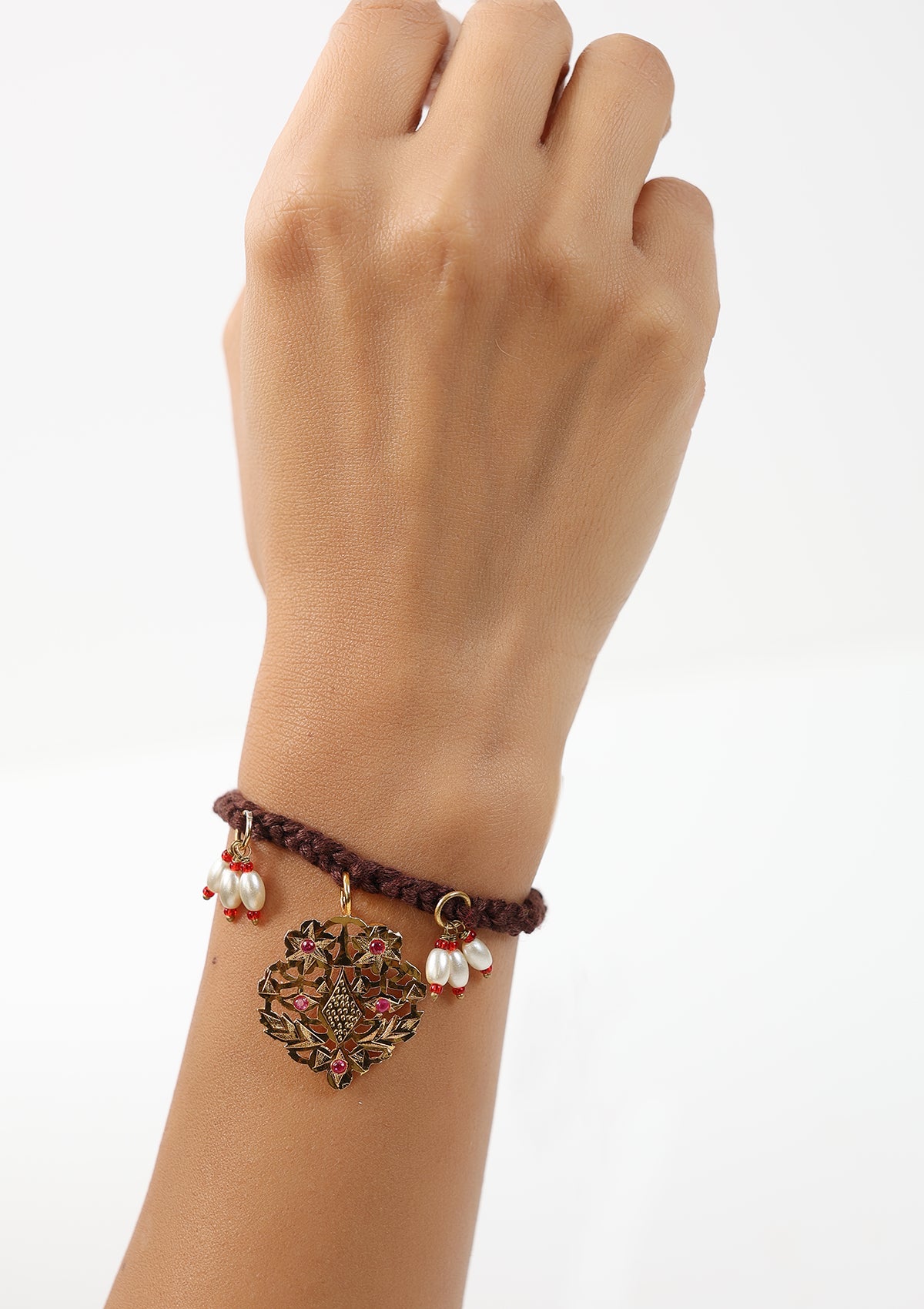Duggu Gold Tone Silver Rakhi
