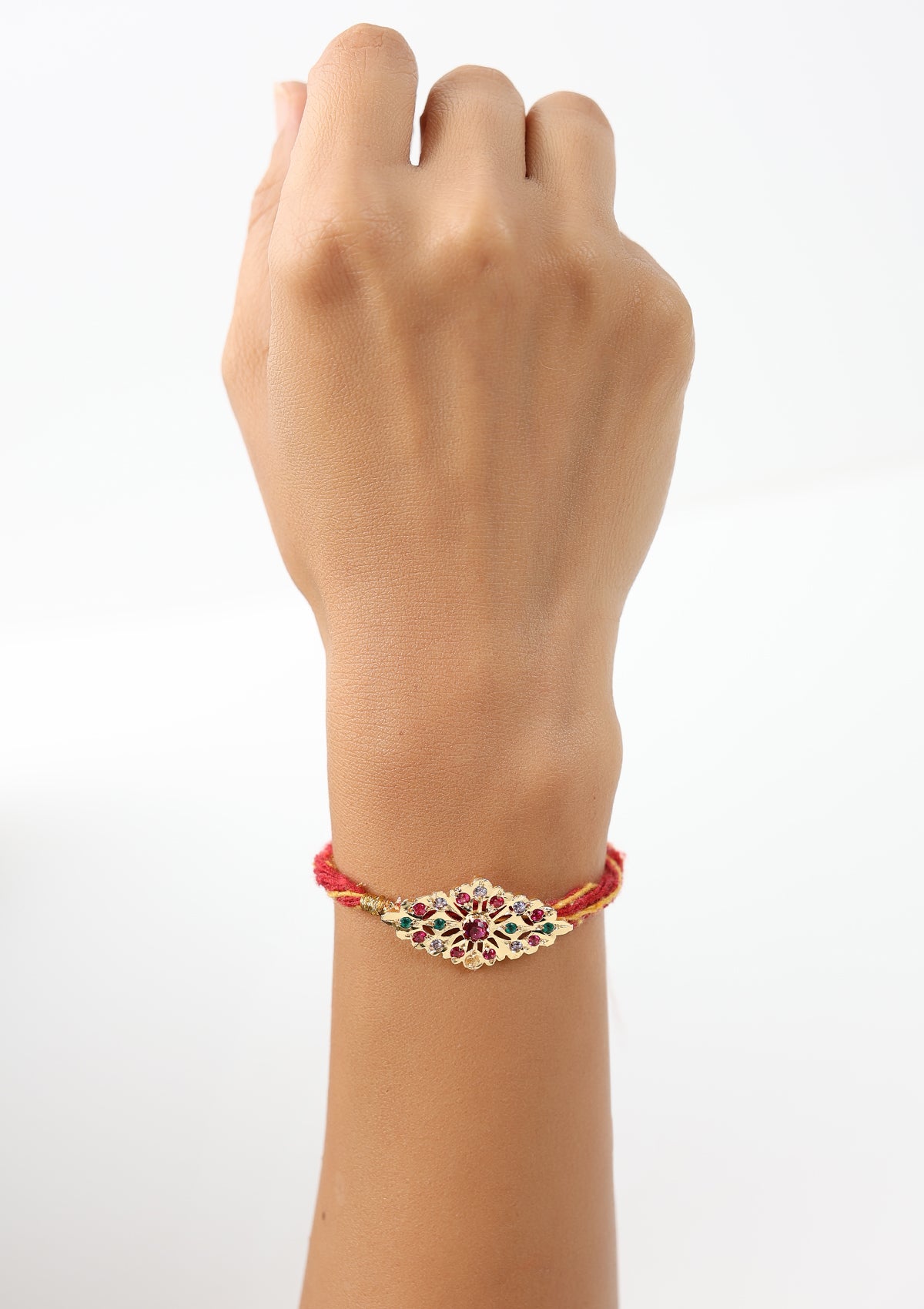Parijat Gold Tone Silver Rakhi