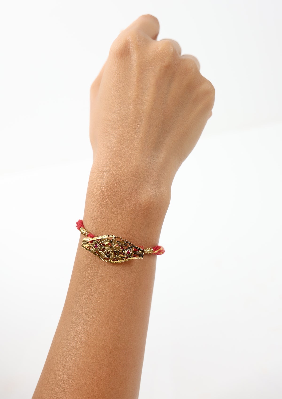 Sheru Gold Tone Silver Rakhi