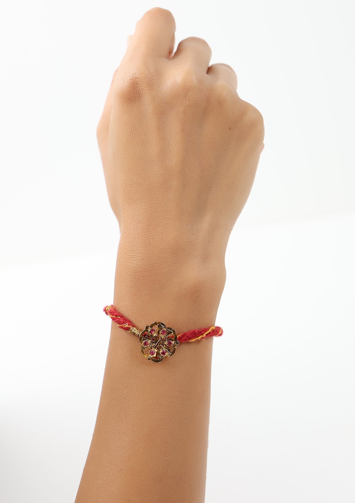 Chikki Gold Tone Silver Rakhi