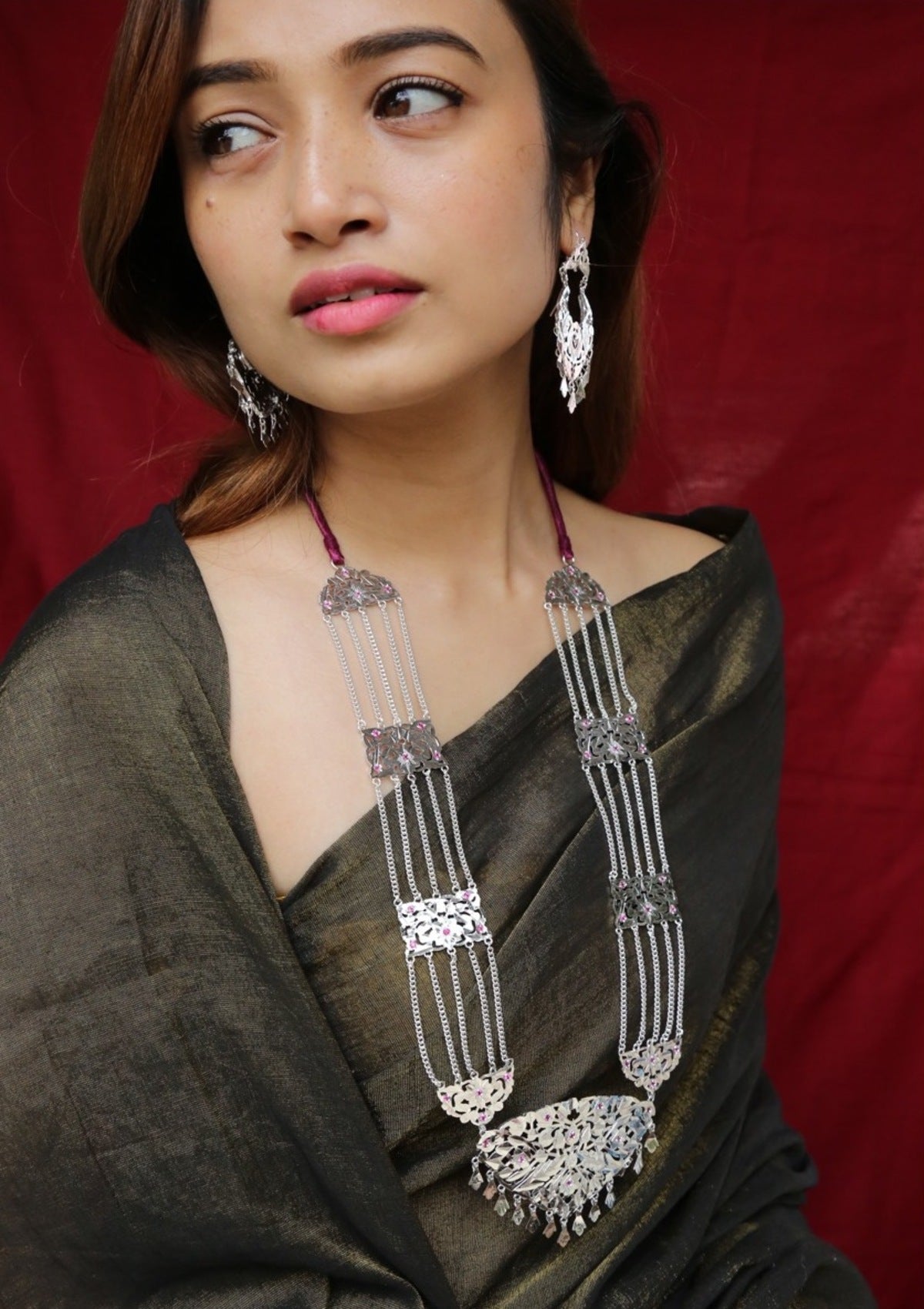 Rani Handmade Silver Necklace and Earrings Set