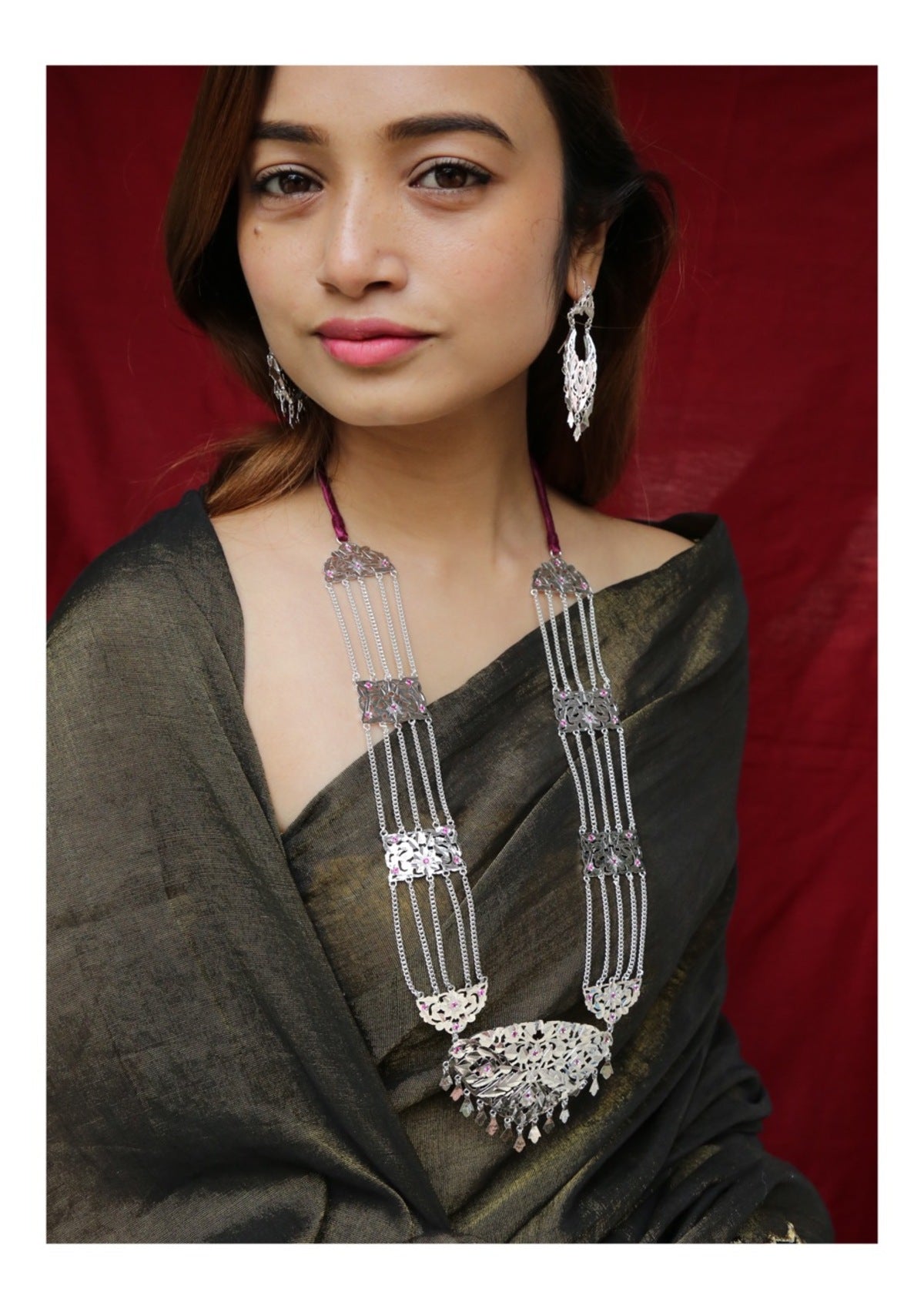 Rani Handmade Silver Necklace and Earrings Set