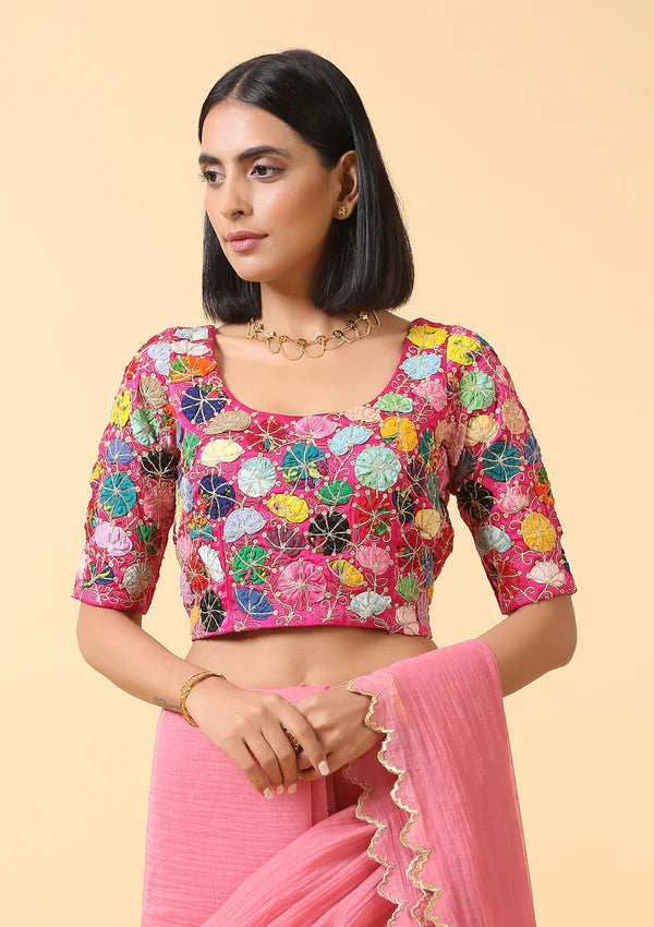 Gajri Pink Chanderi Saree