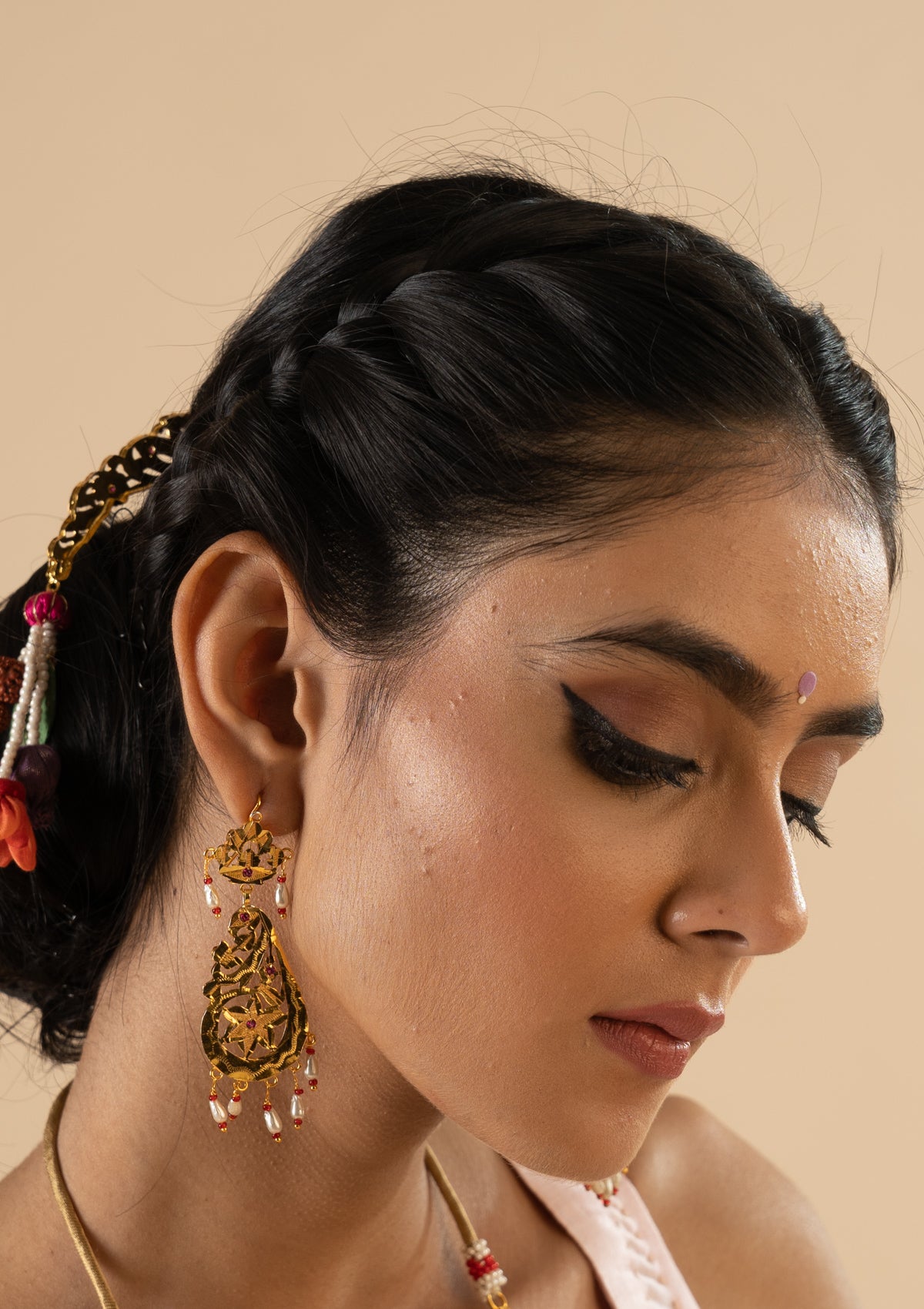 Roopa Gold Tone Silver Earrings