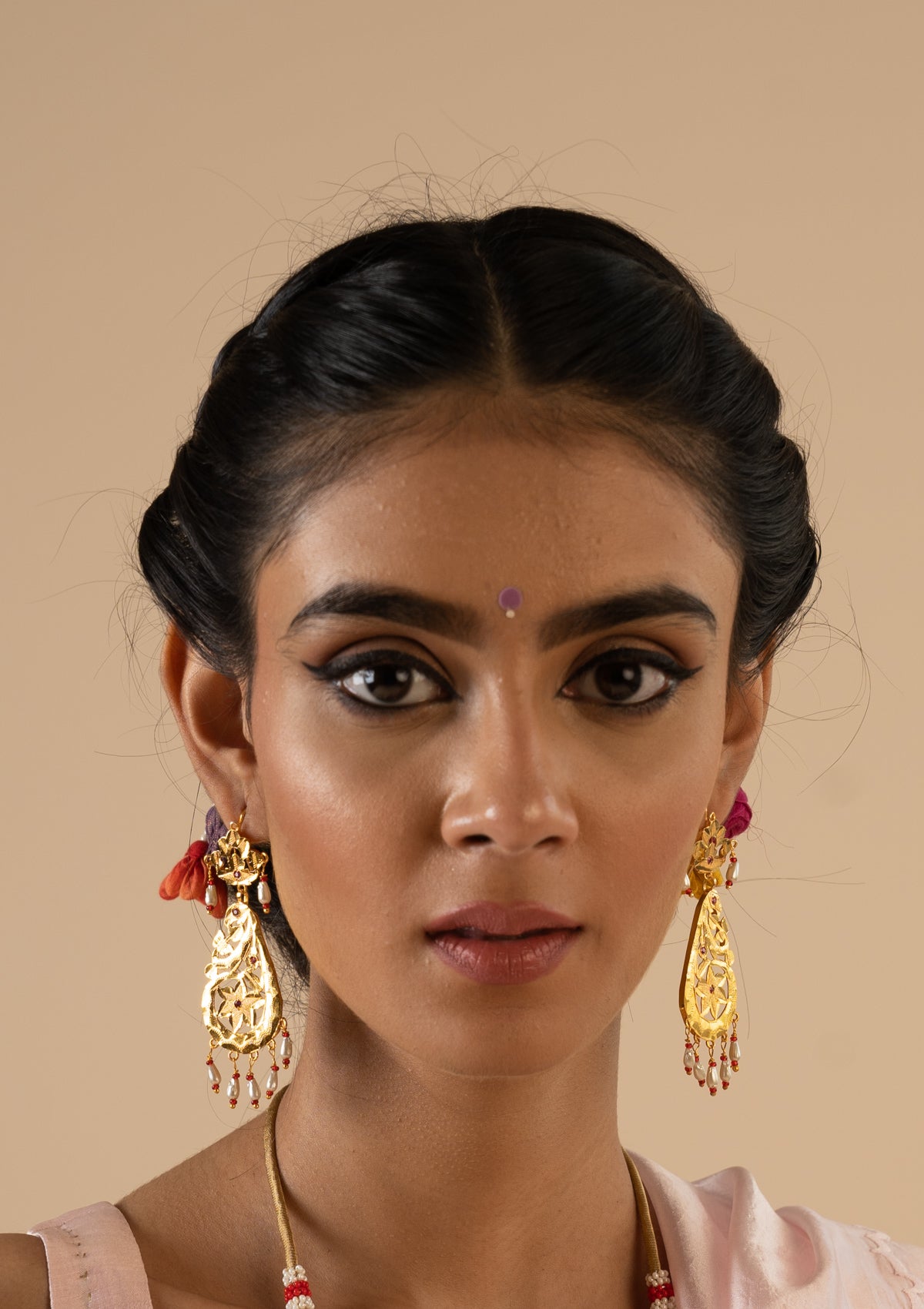 Roopa Gold Tone Silver Earrings