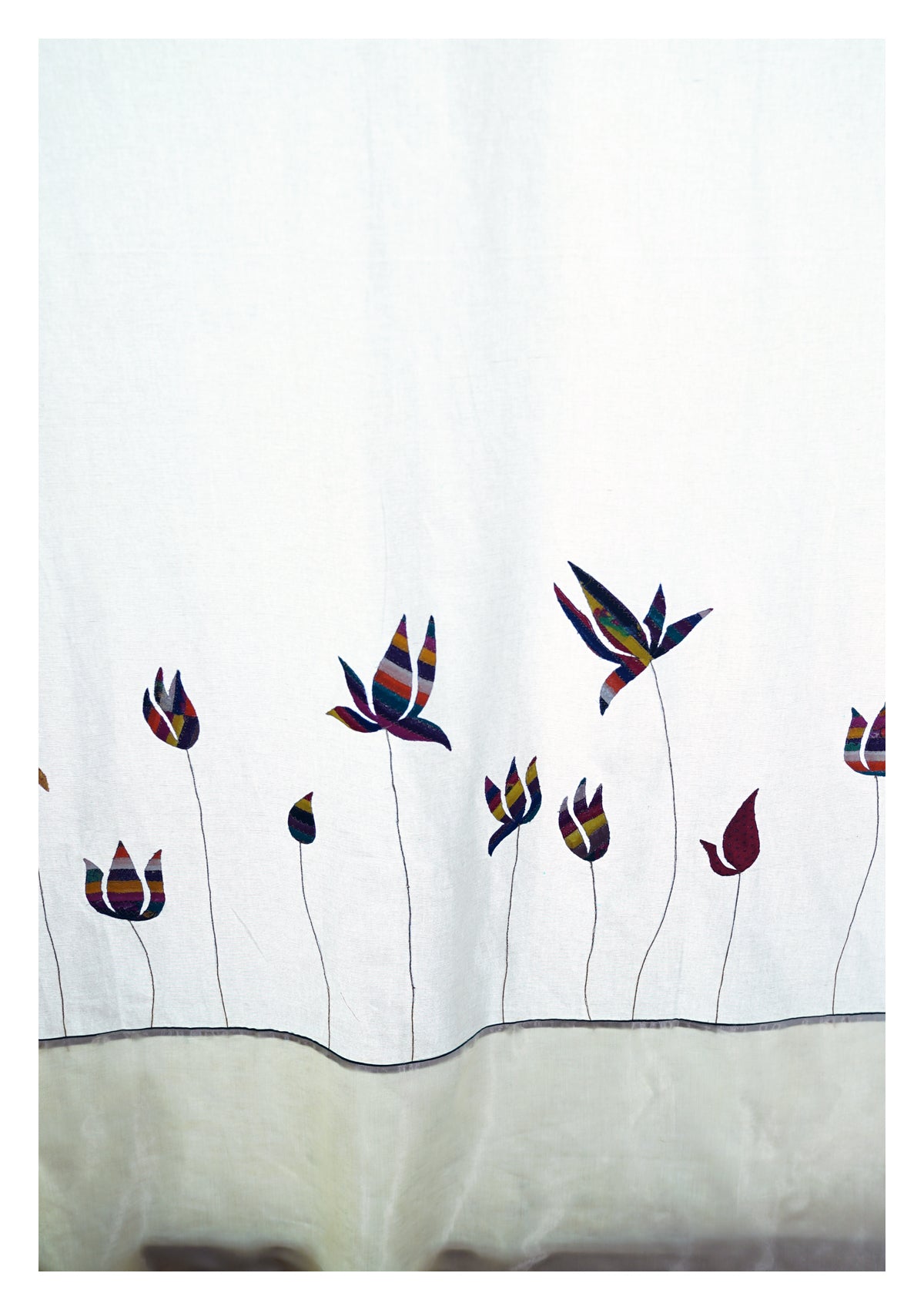 Sacred Lotus Creme Canvas Curtain