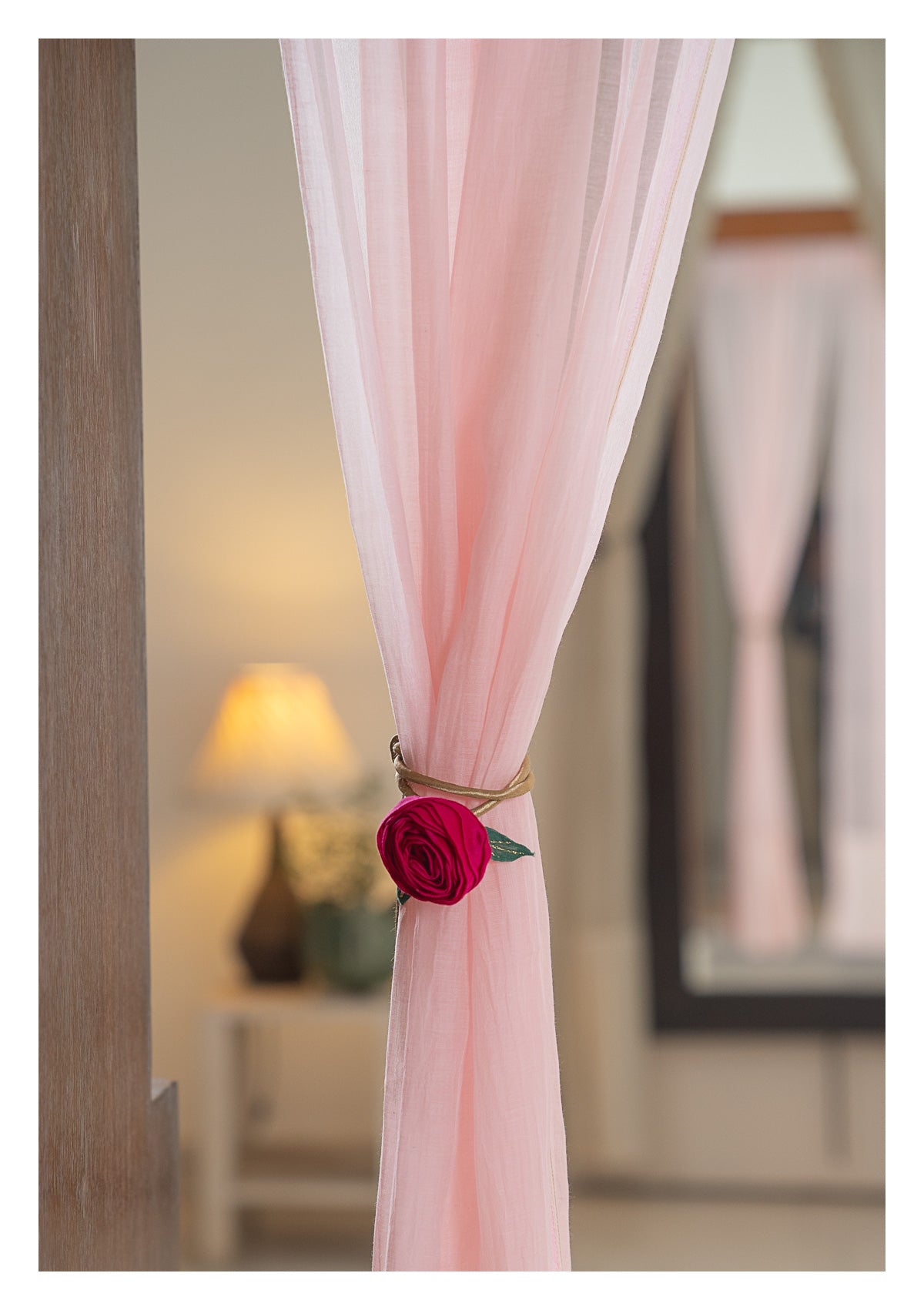 Sakura Pink Chanderi Sheer Curtain- Set of 2