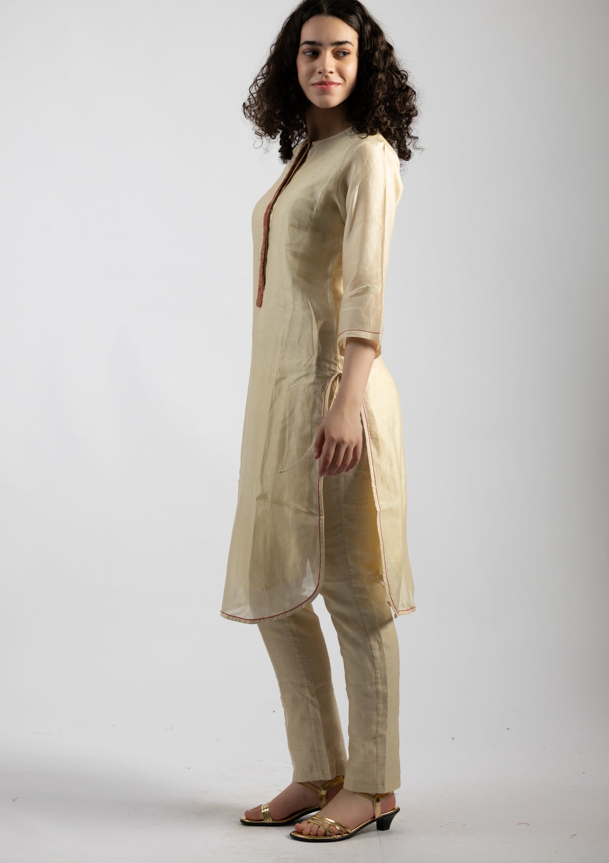 Ivory Chanderi Kurta  - Size Small