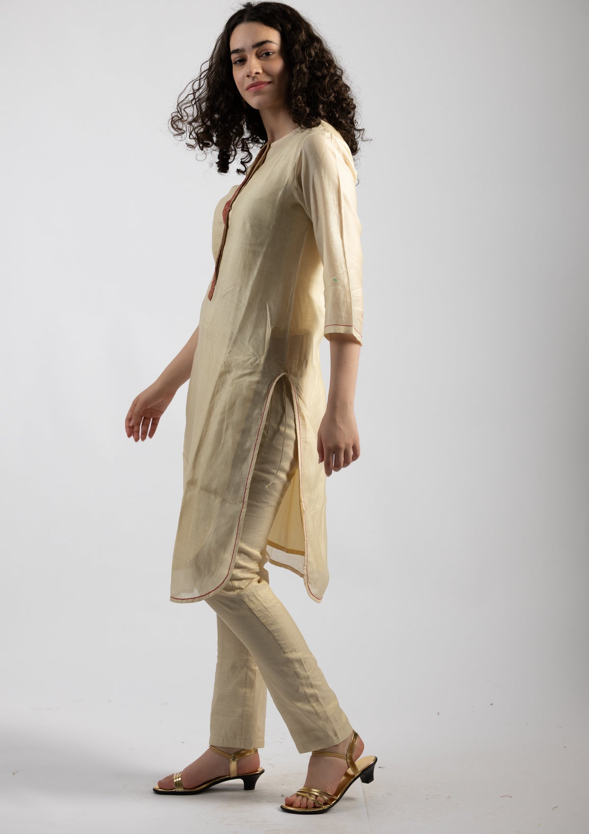 Ivory Chanderi Kurta  - Size Small