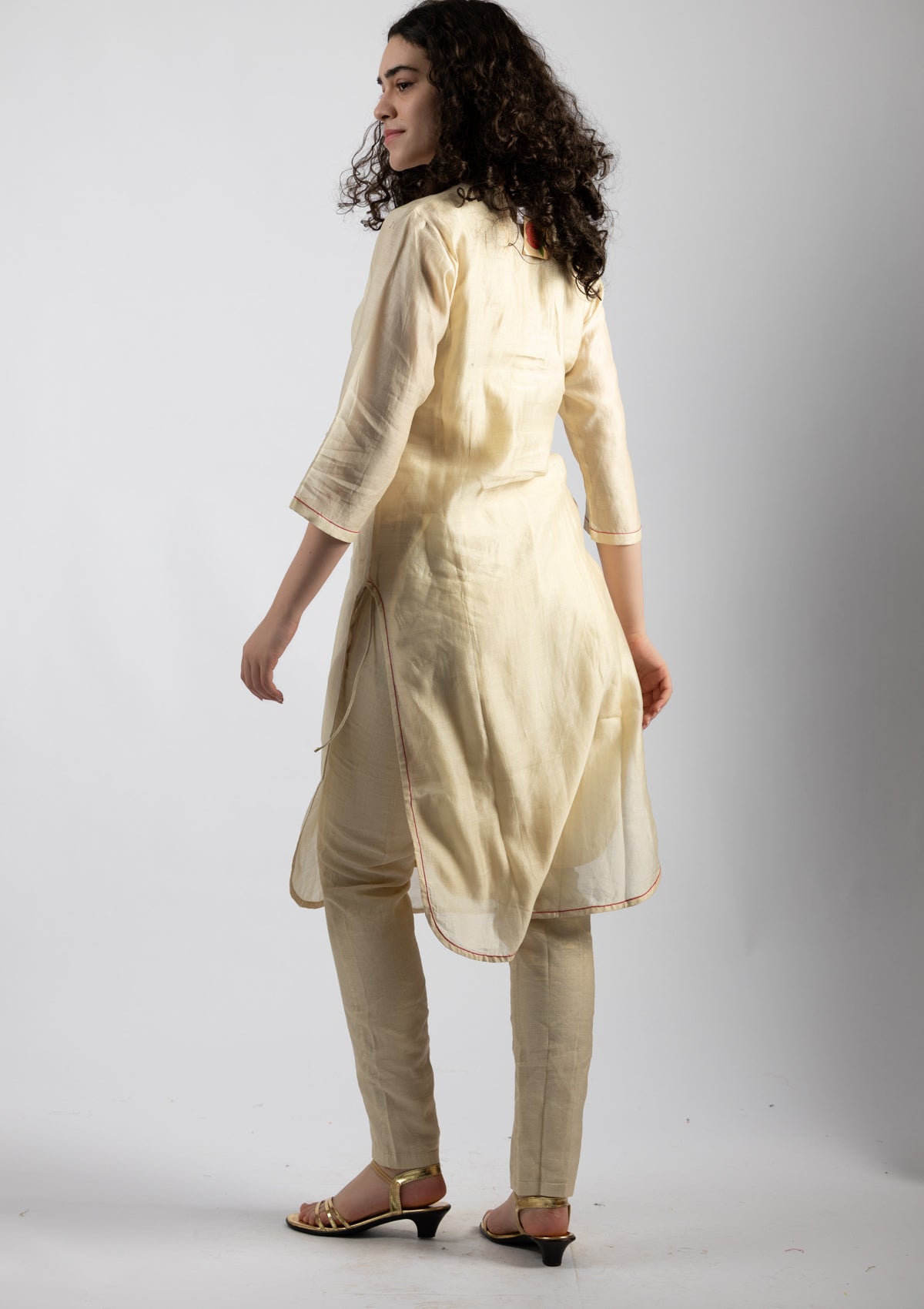 Ivory Chanderi Kurta  - Size Small
