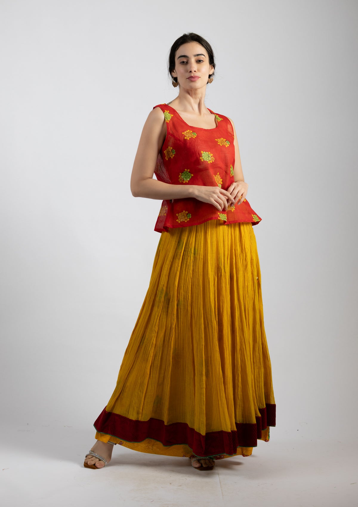 Tropical Chanderi Skirt - Size Large