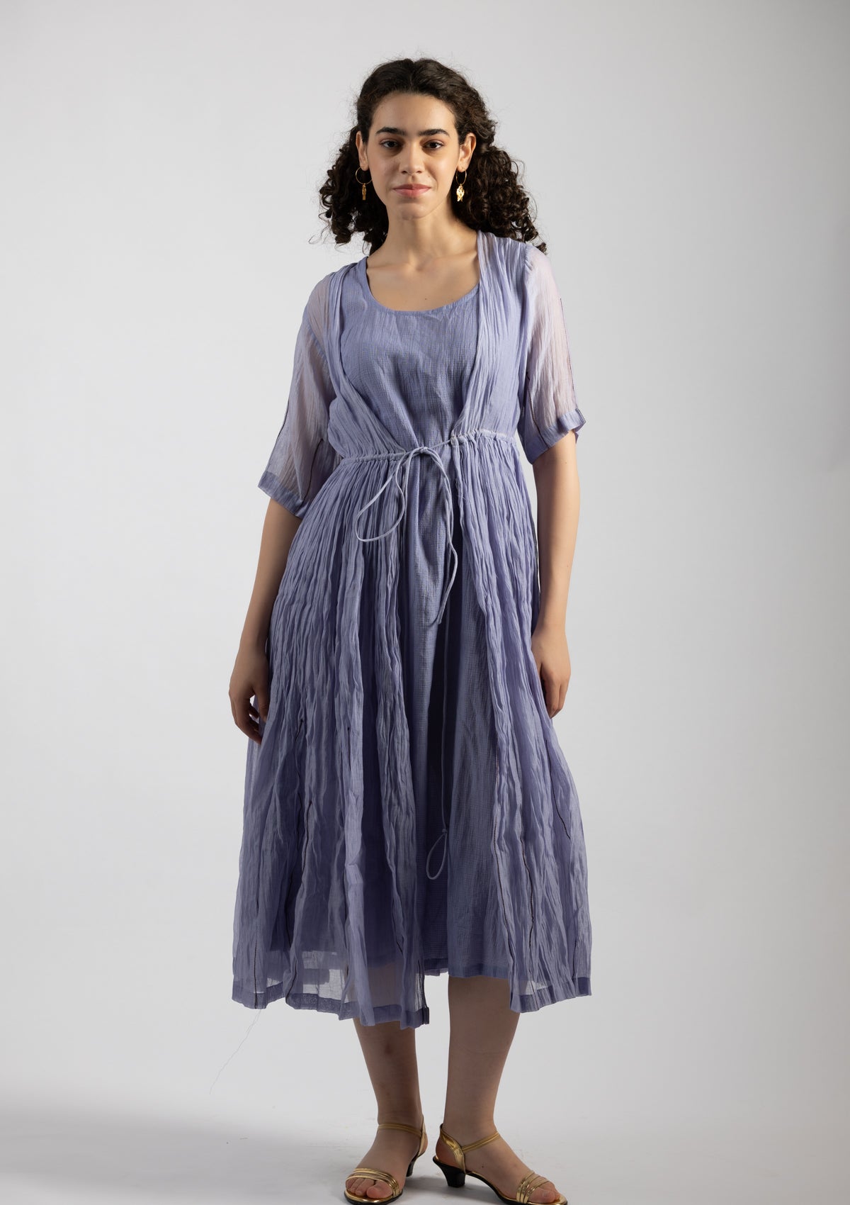 Pale Purple Chanderi Dress - Size Extra Large