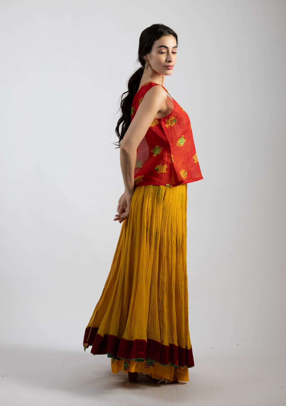 Tropical Chanderi Skirt - Size Large