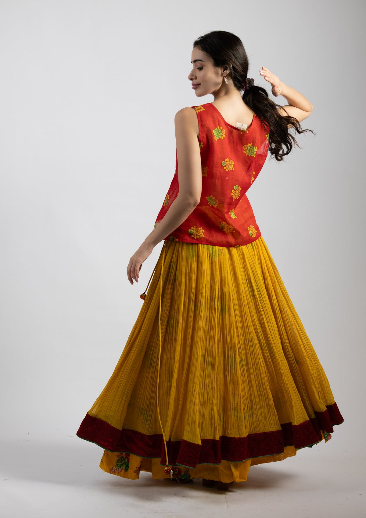 Tropical Chanderi Skirt - Size Large