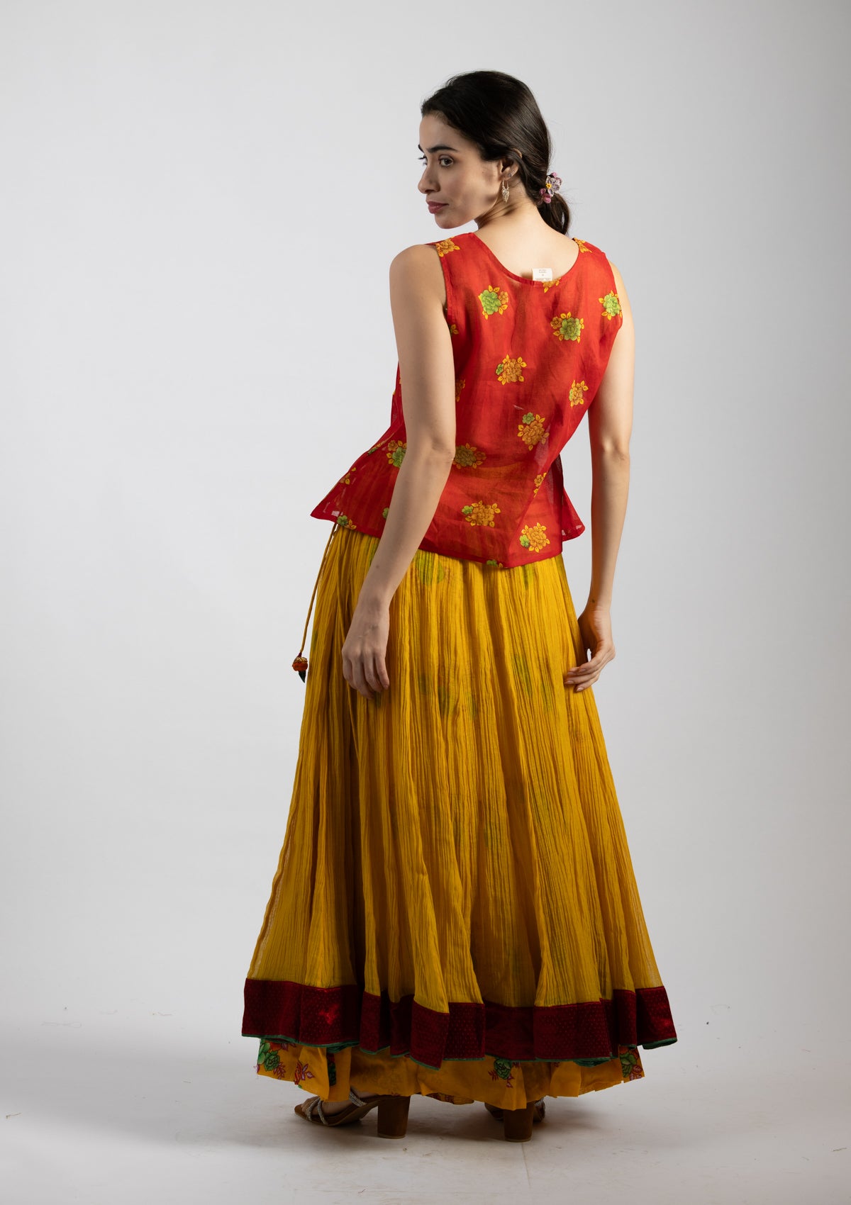 Tropical Chanderi Skirt - Size Large