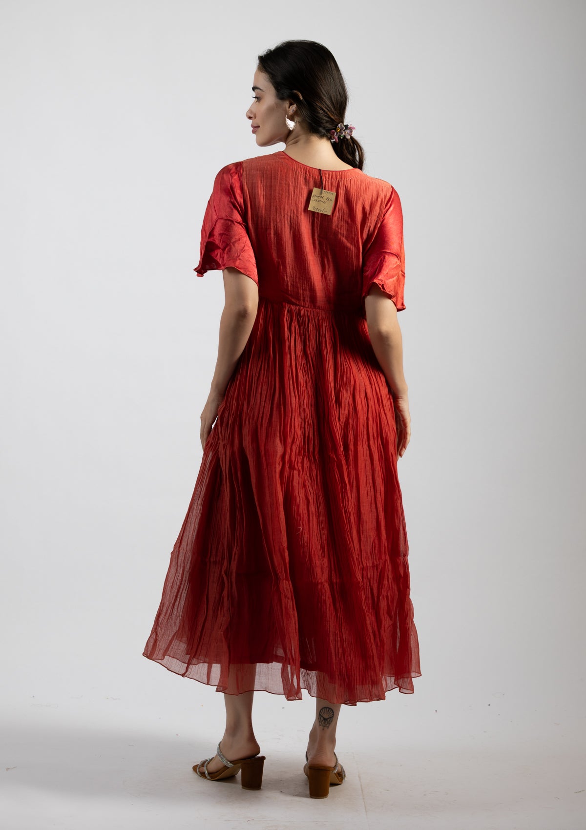 Rust Chanderi Dress - Size Large