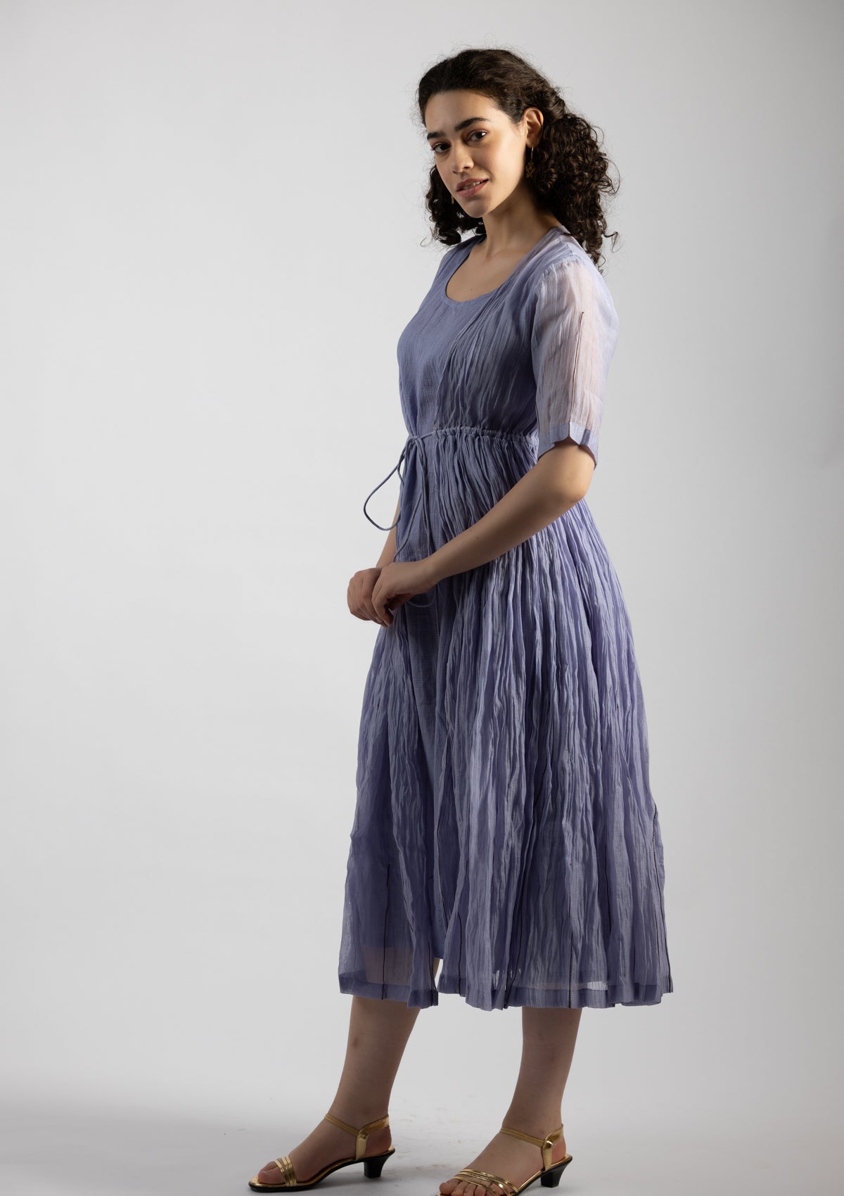 Pale Purple Chanderi Dress - Size Extra Large