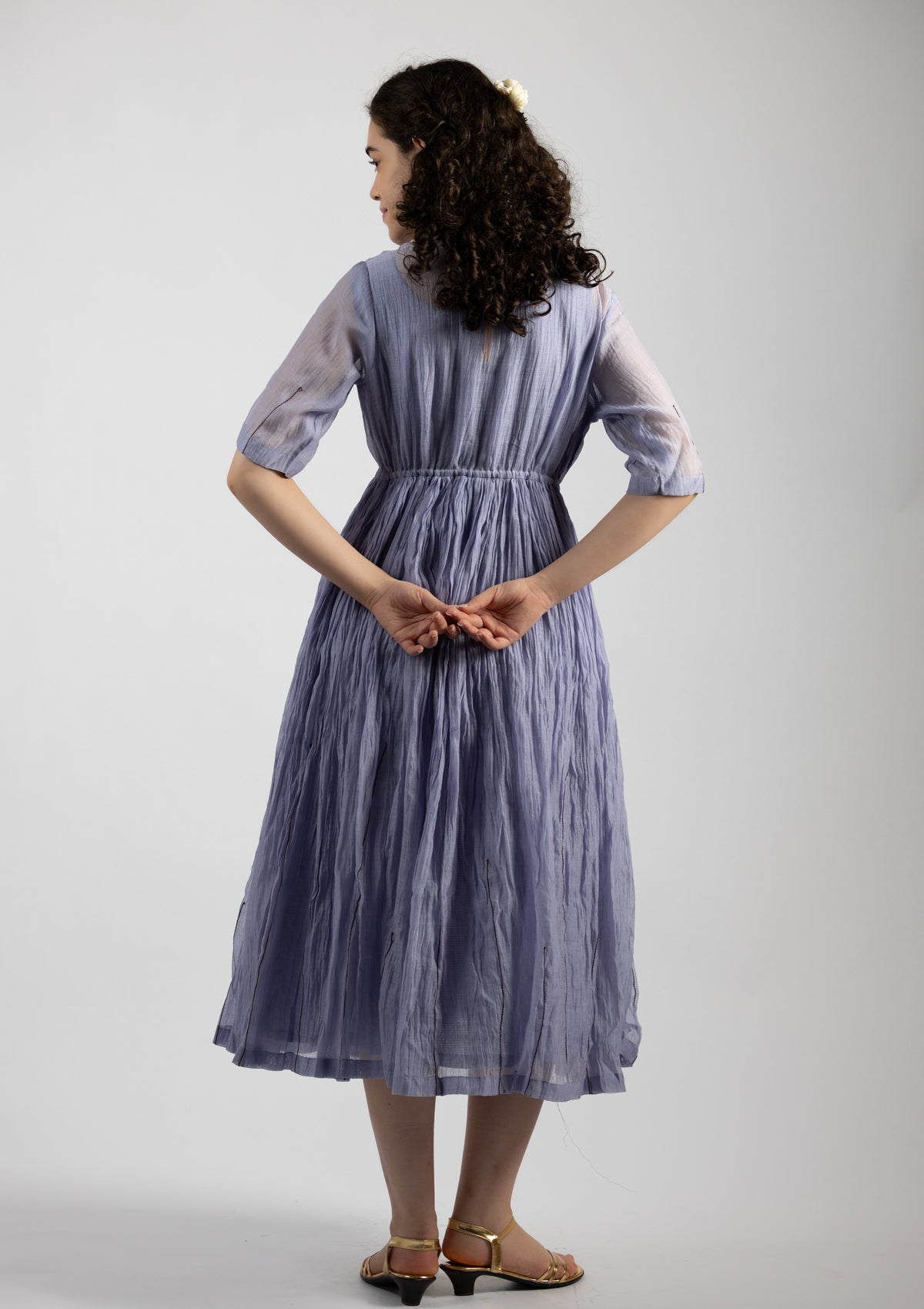 Pale Purple Chanderi Dress - Size Extra Large