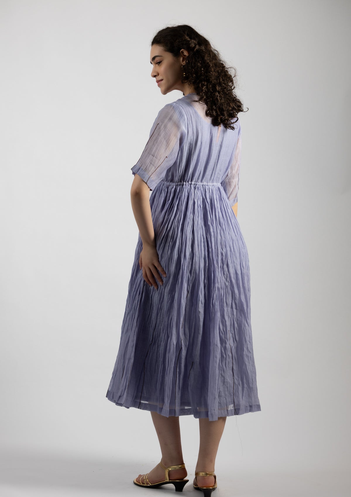 Pale Purple Chanderi Dress - Size Extra Large