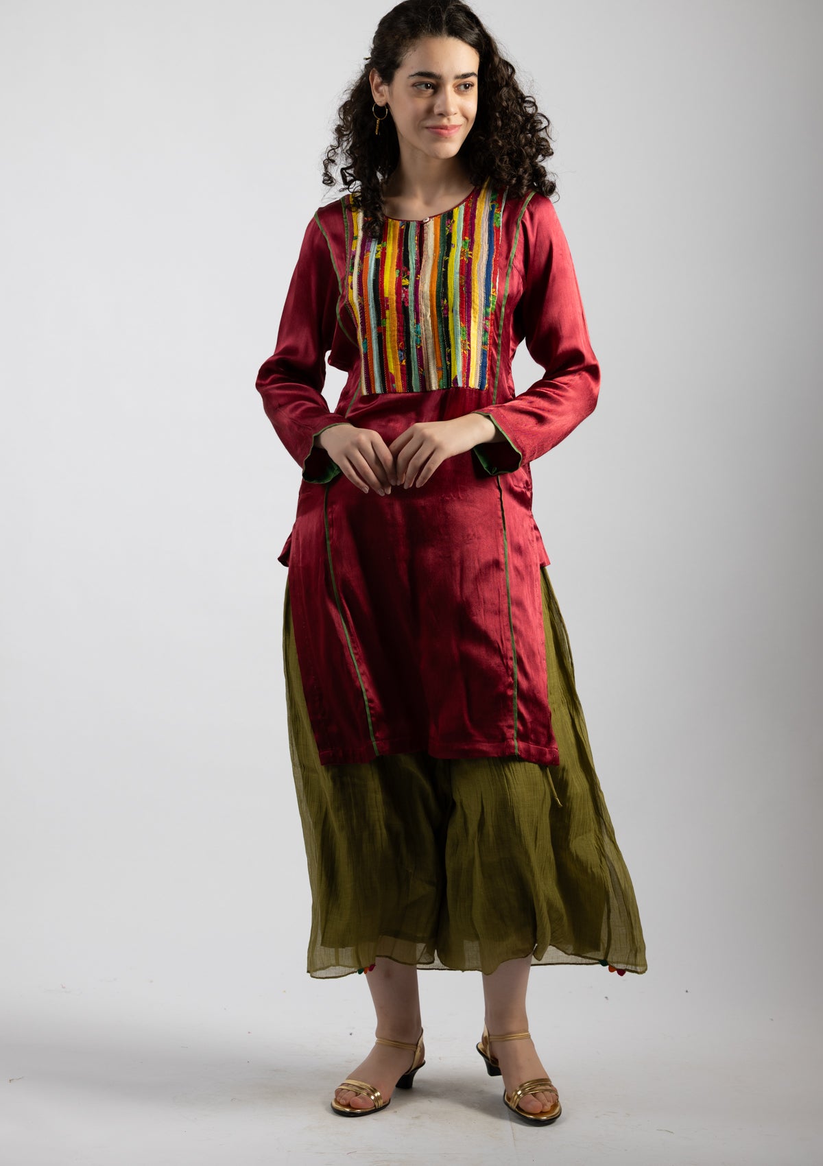 Colour Pop Mashru Kurta - Size Small
