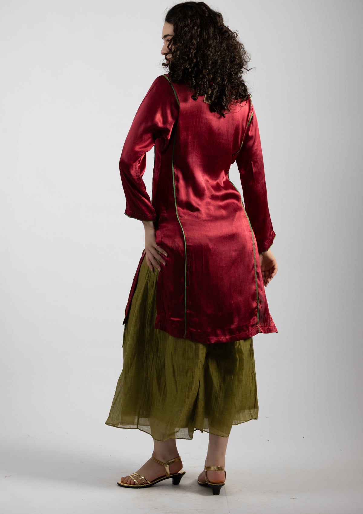 Colour Pop Mashru Kurta - Size Small