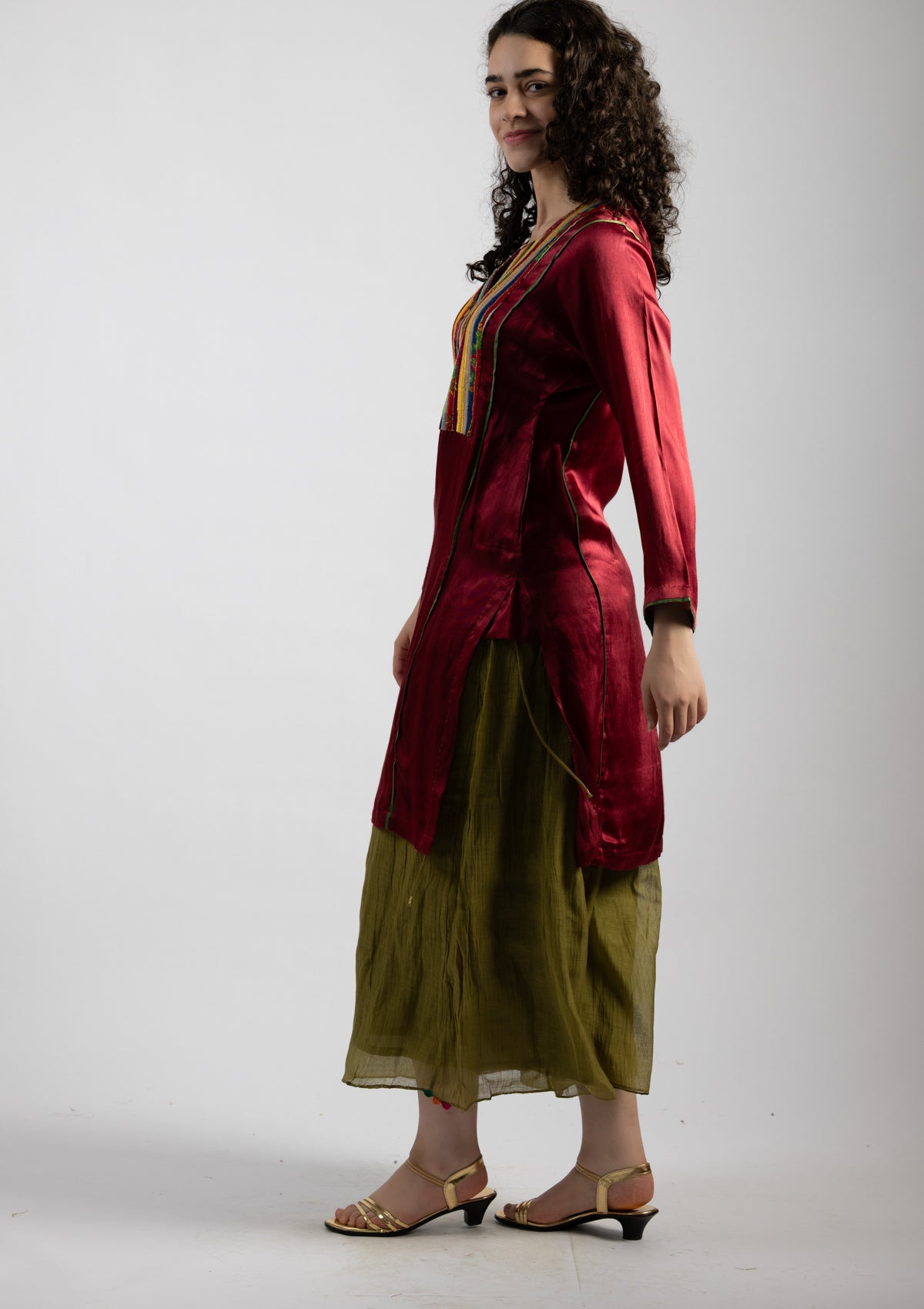 Colour Pop Mashru Kurta - Size Small