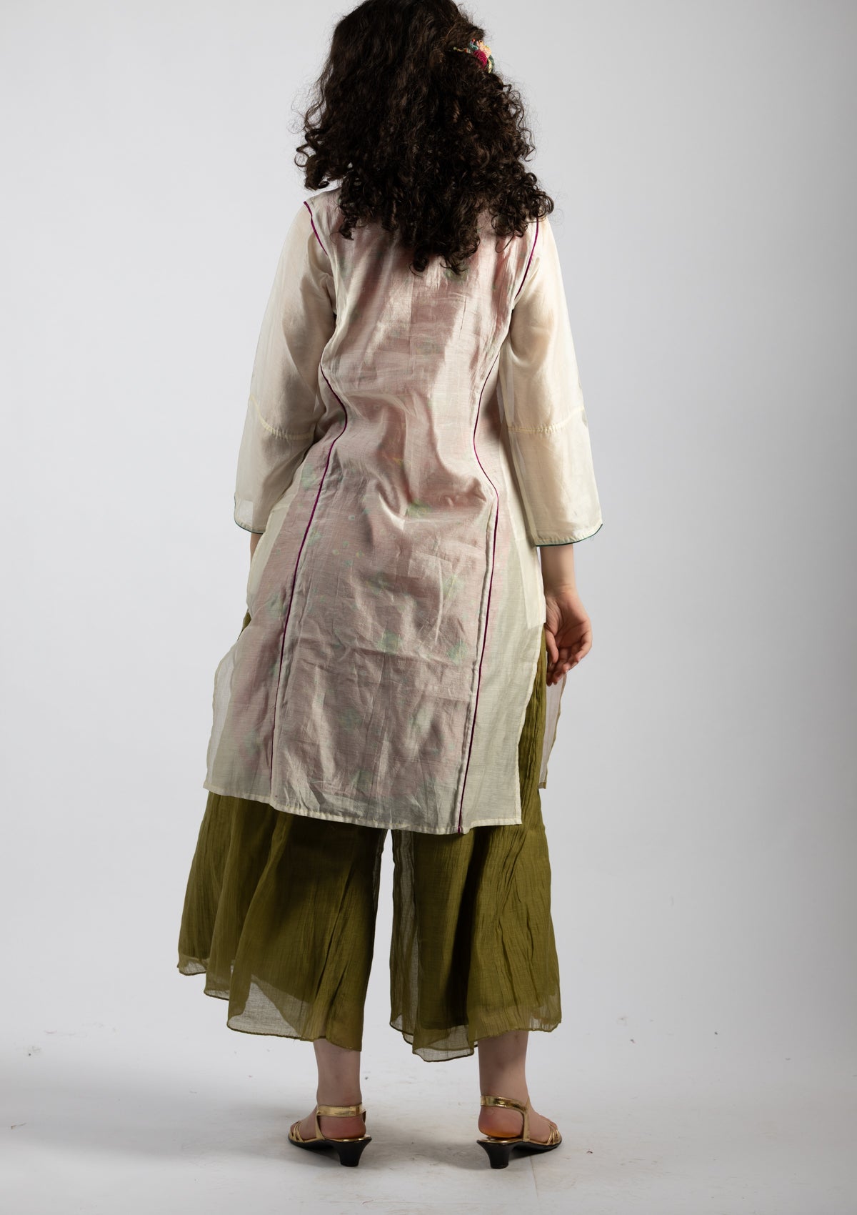 Misty White Chanderi Kurta - Size Small