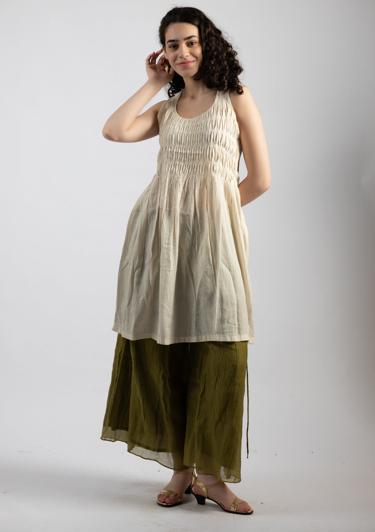 Light Ivory Chanderi Dress - Size Medium
