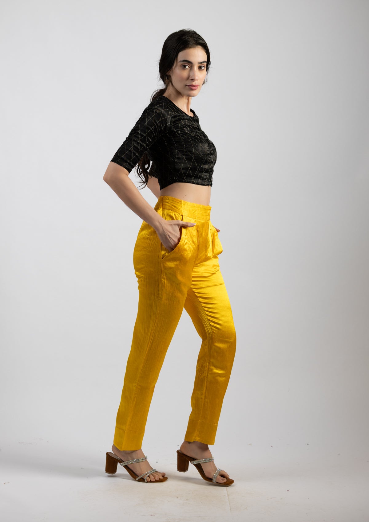 Golden Glow Mashru Bottoms - Size Extra Small