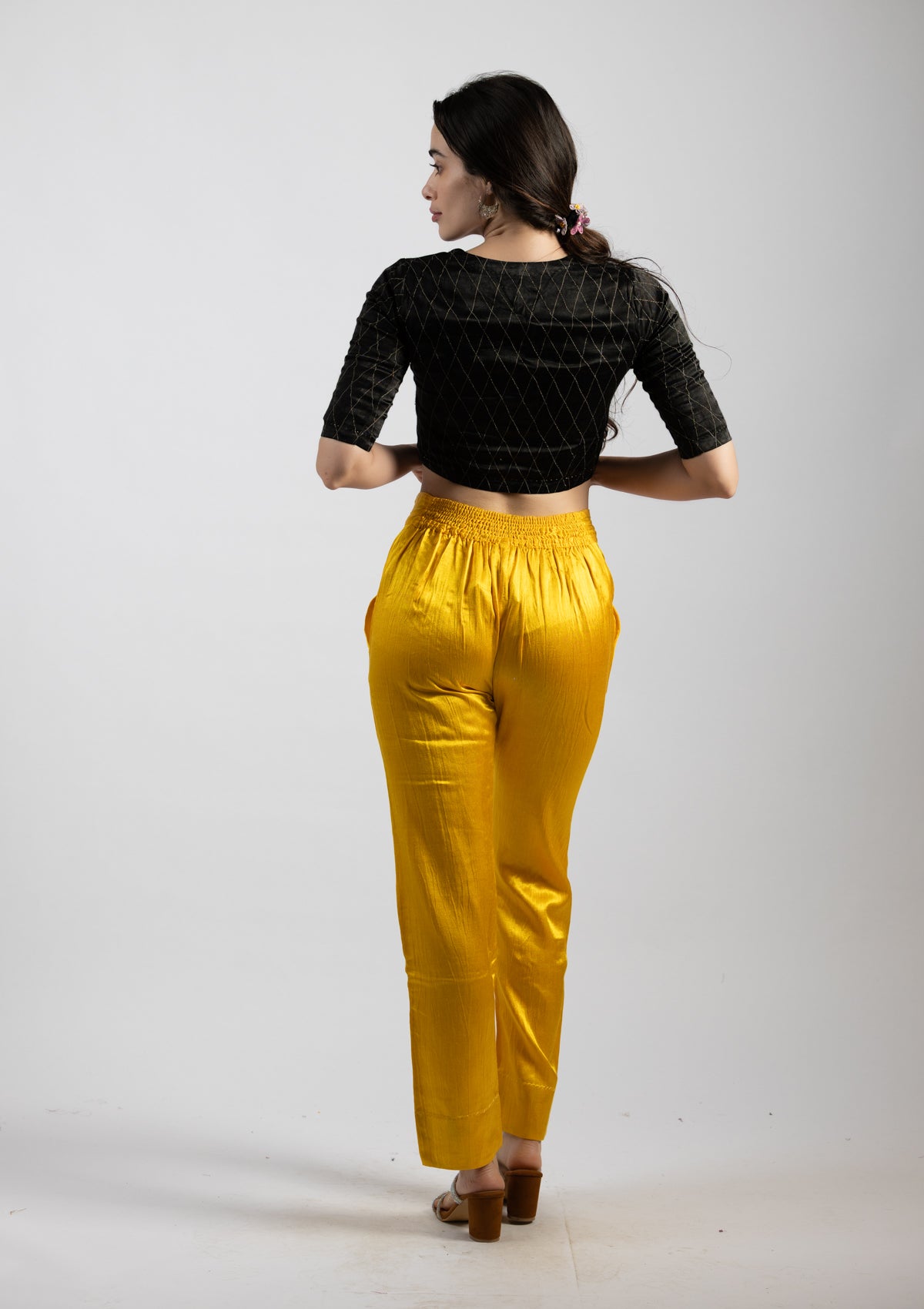 Golden Glow Mashru Bottoms - Size Extra Small