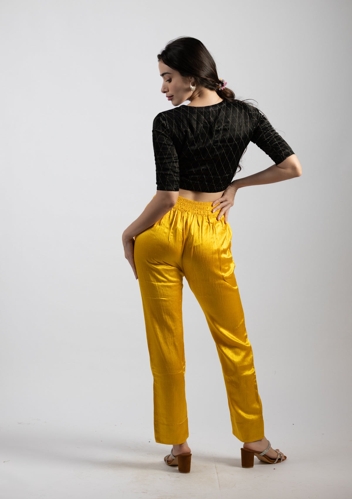 Golden Glow Mashru Bottoms - Size Extra Small