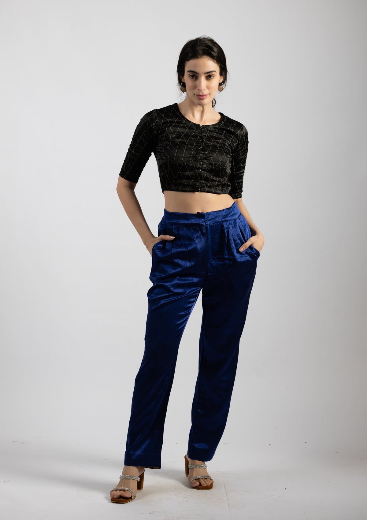 Ocean Blue Mashru Trouser - Size Extra Small