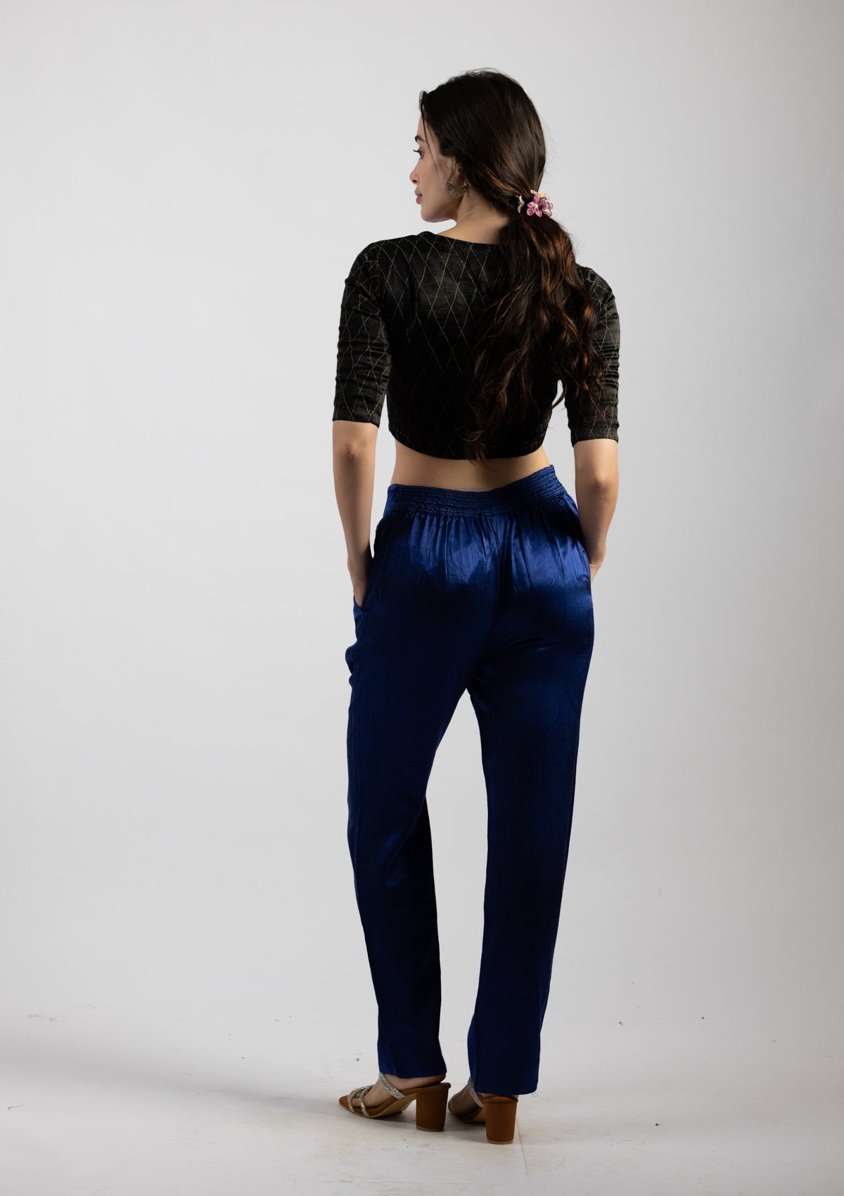 Ocean Blue Mashru Trouser - Size Extra Small