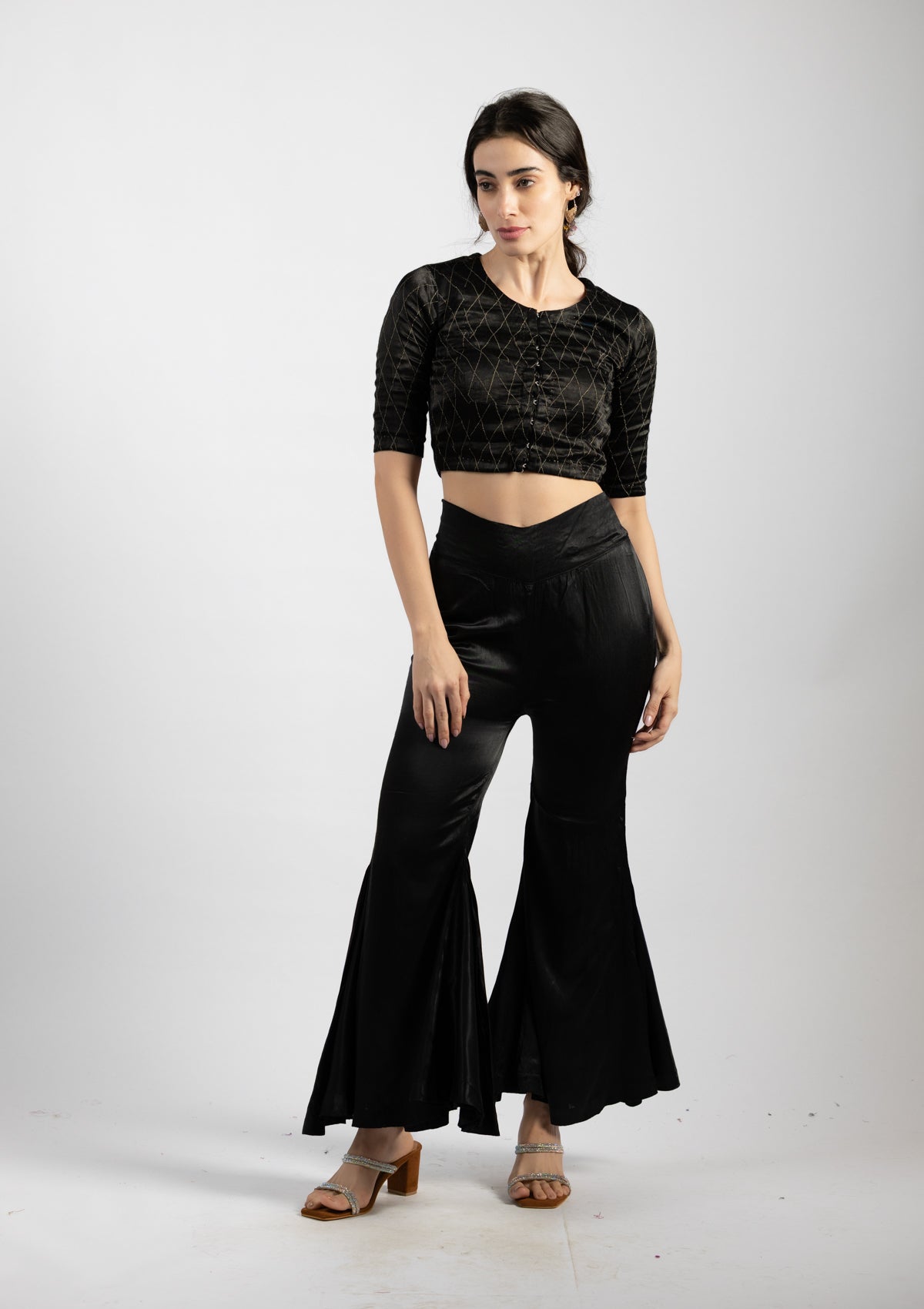 Panther Black Mashru Pant - Size Small