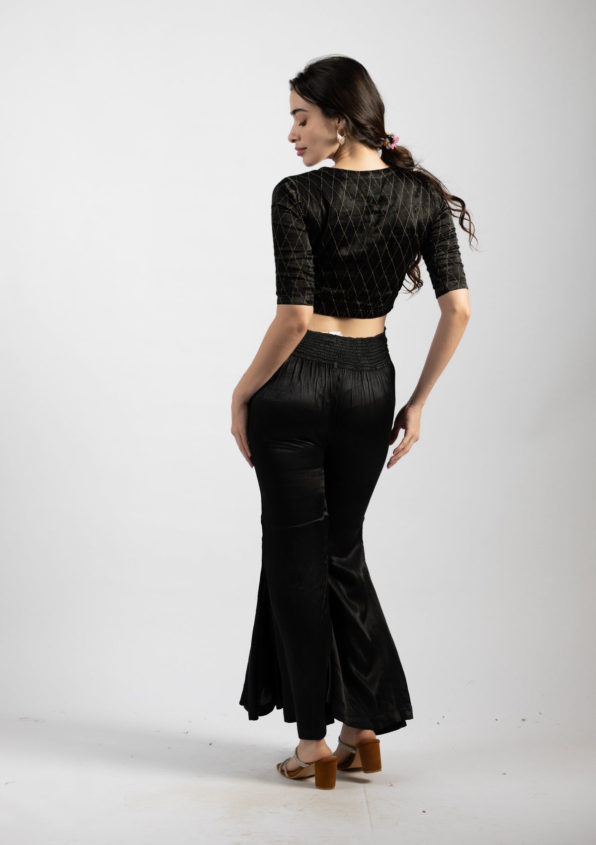 Panther Black Mashru Pant - Size Small