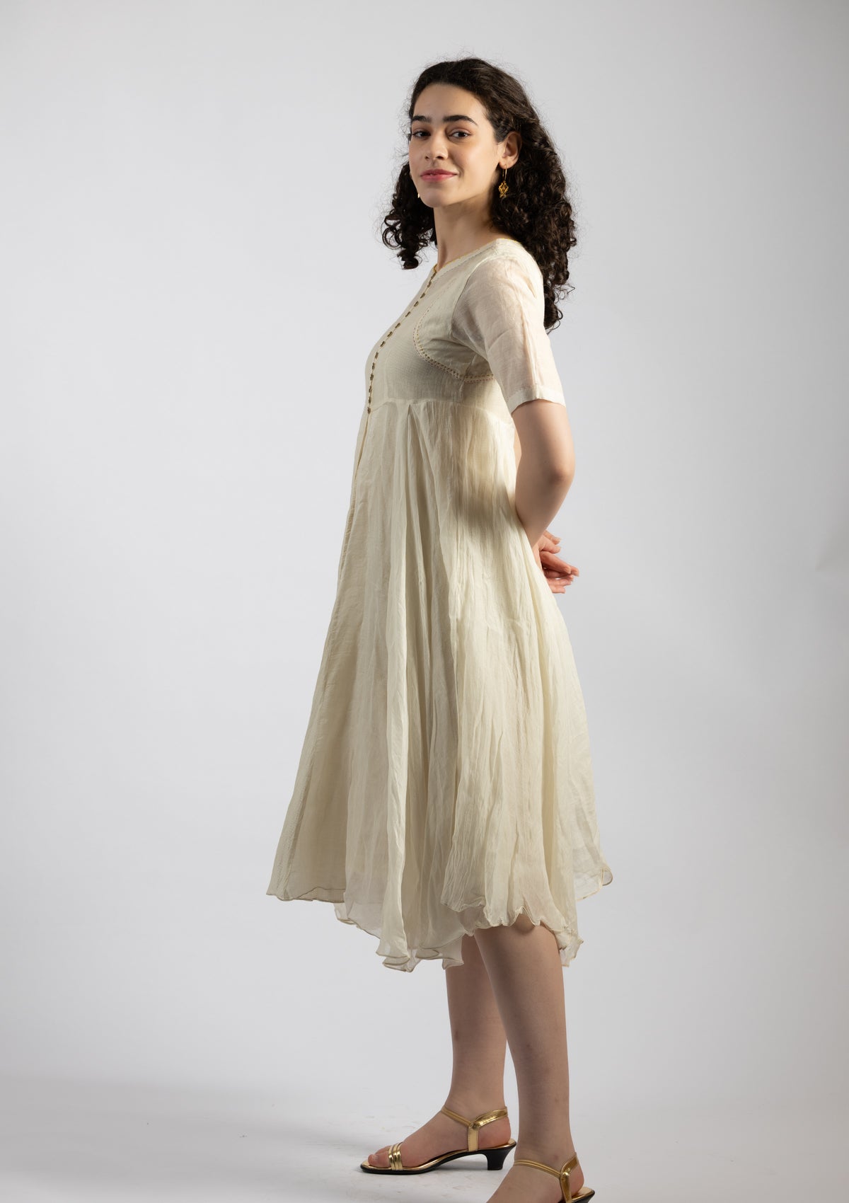 Snowdrop White Chanderi Dress - Size Small