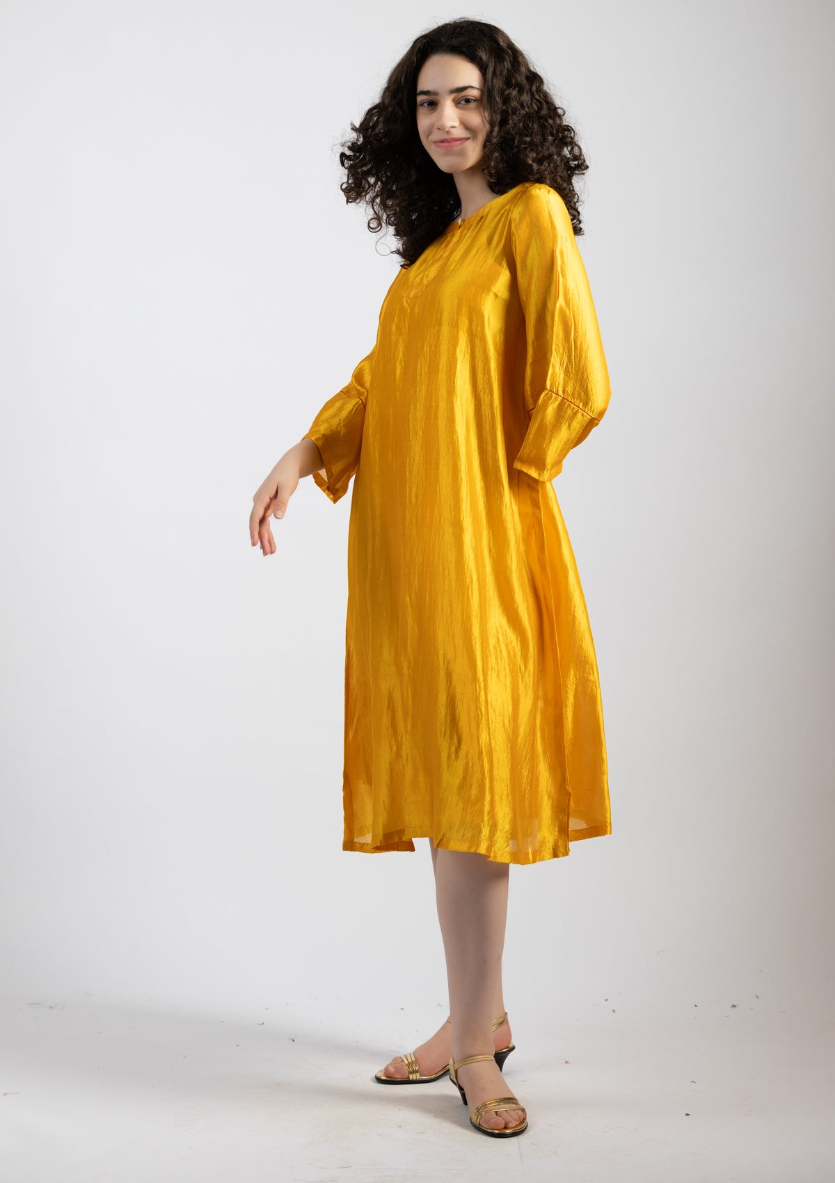 Golden Glow Silk Dress - Size Extra Large