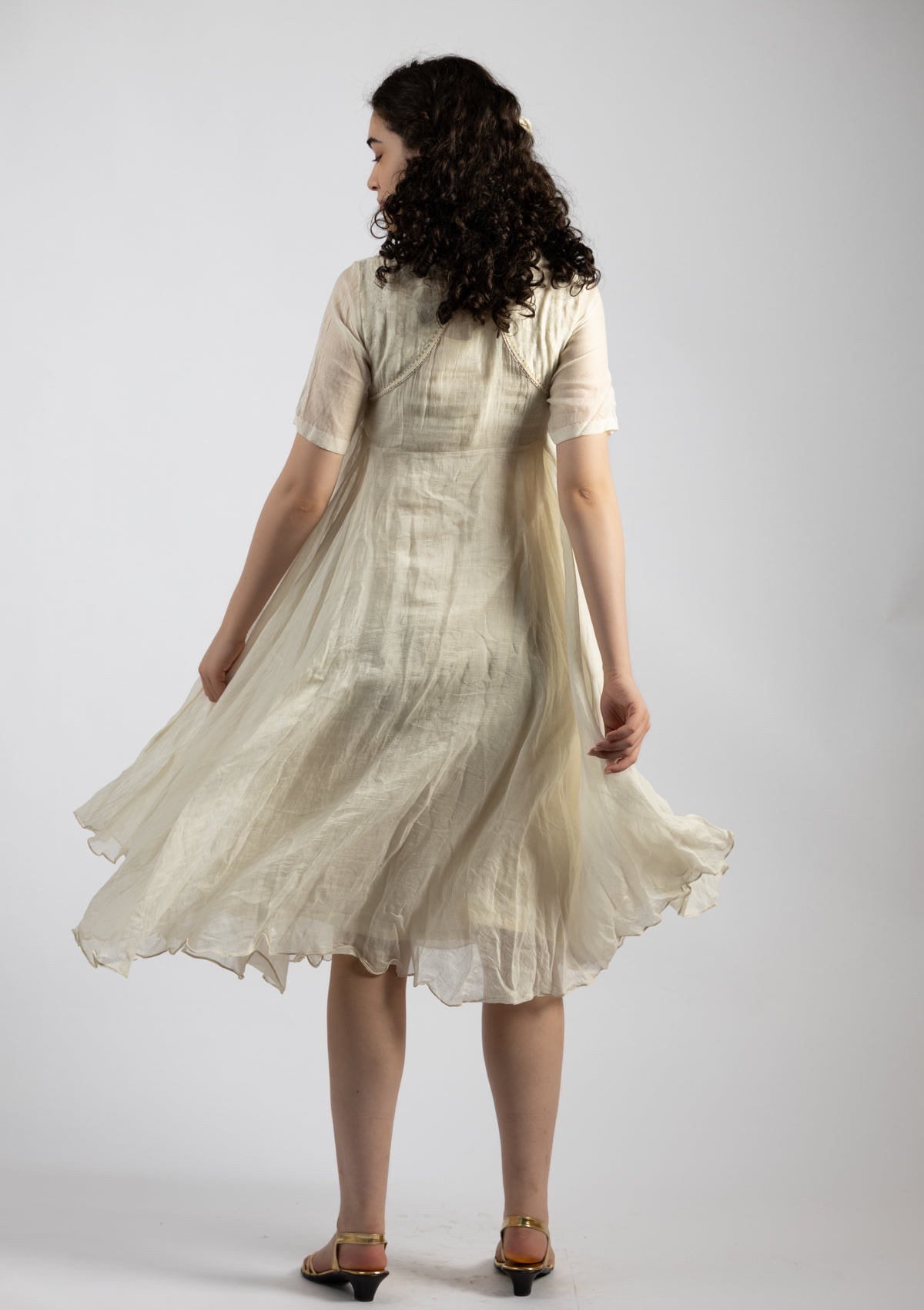 Snowdrop White Chanderi Dress - Size Small