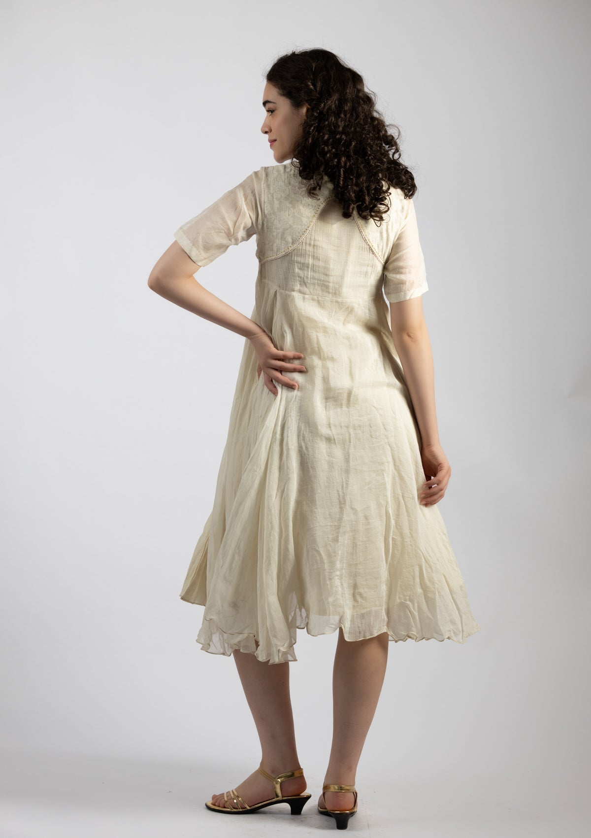 Snowdrop White Chanderi Dress - Size Small