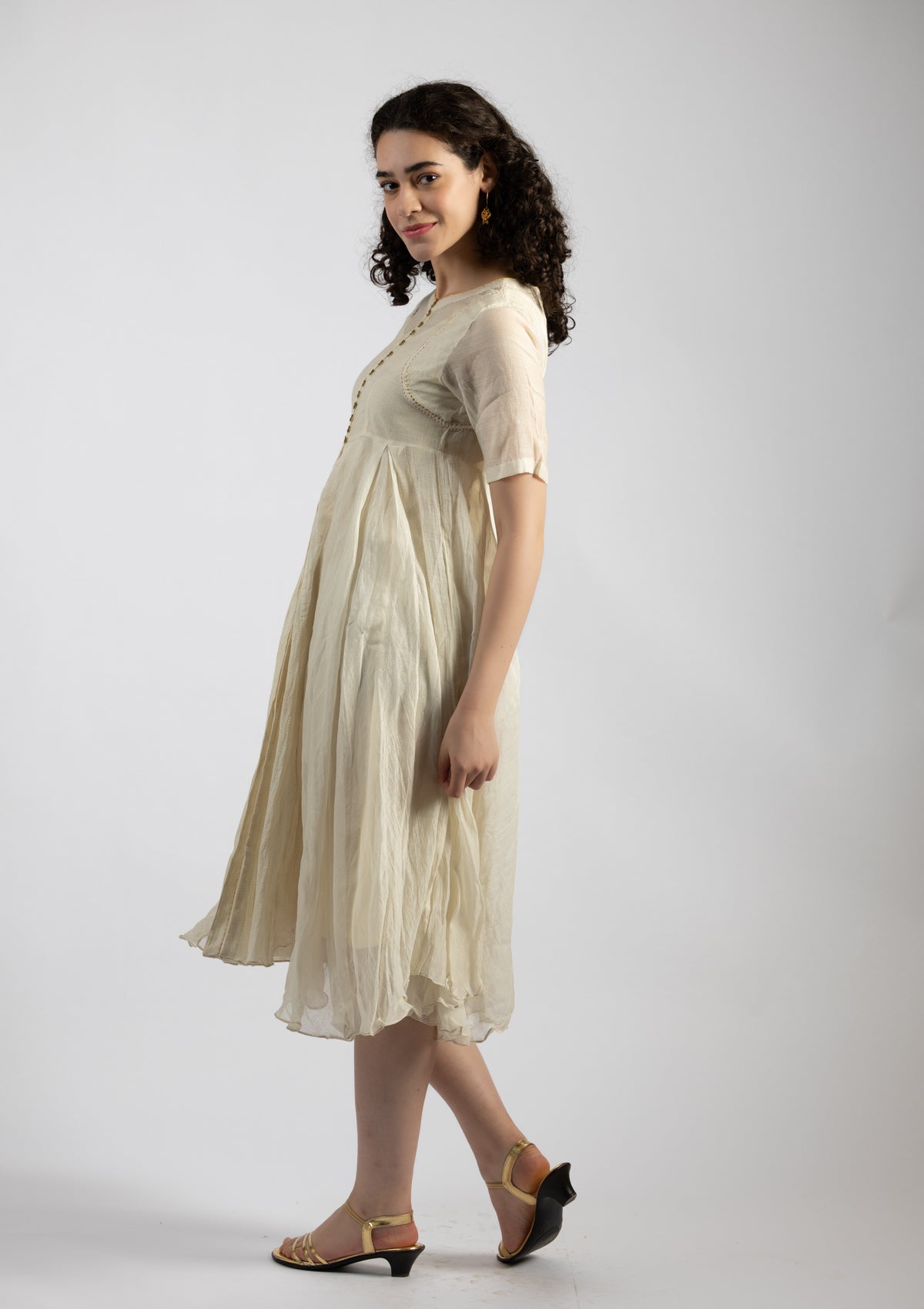 Snowdrop White Chanderi Dress - Size Small