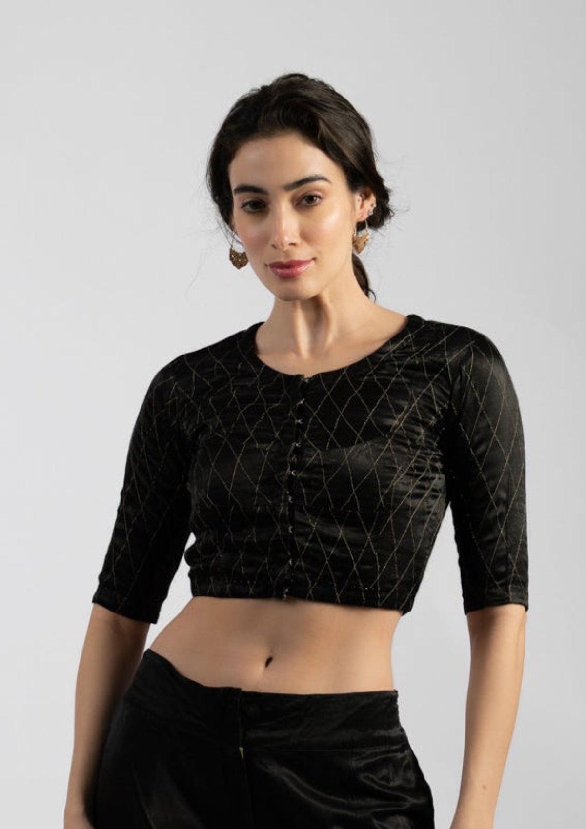 Fani Black Mashru Top - Size Small