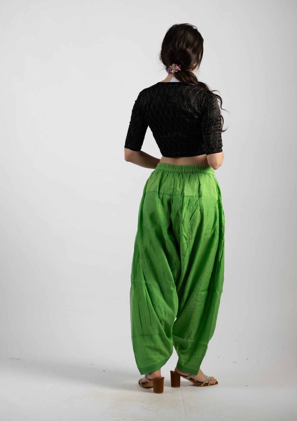 Soft Sage Chanderi Bottoms - Size Medium