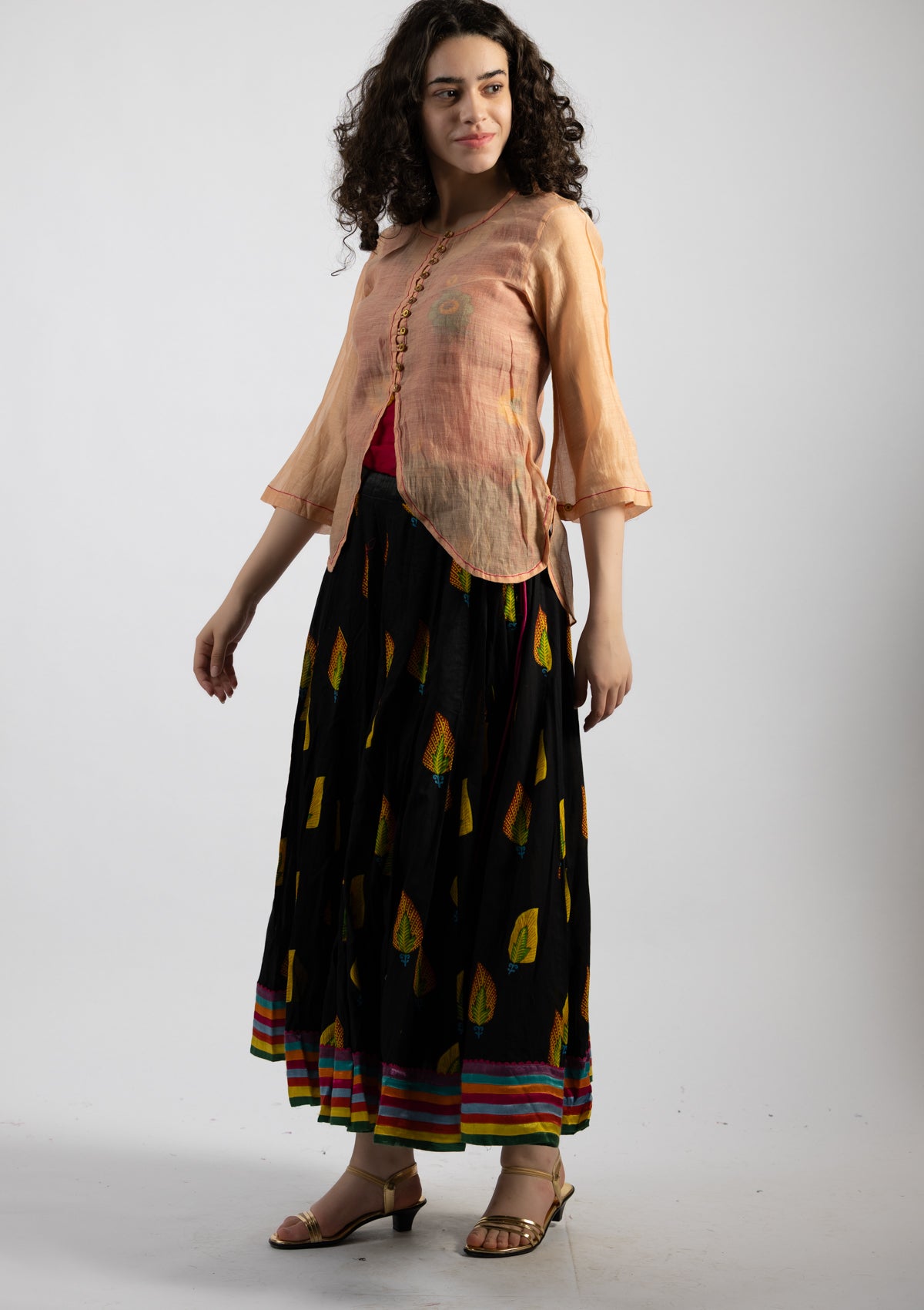 Peace Blush Chanderi Top - Size Small