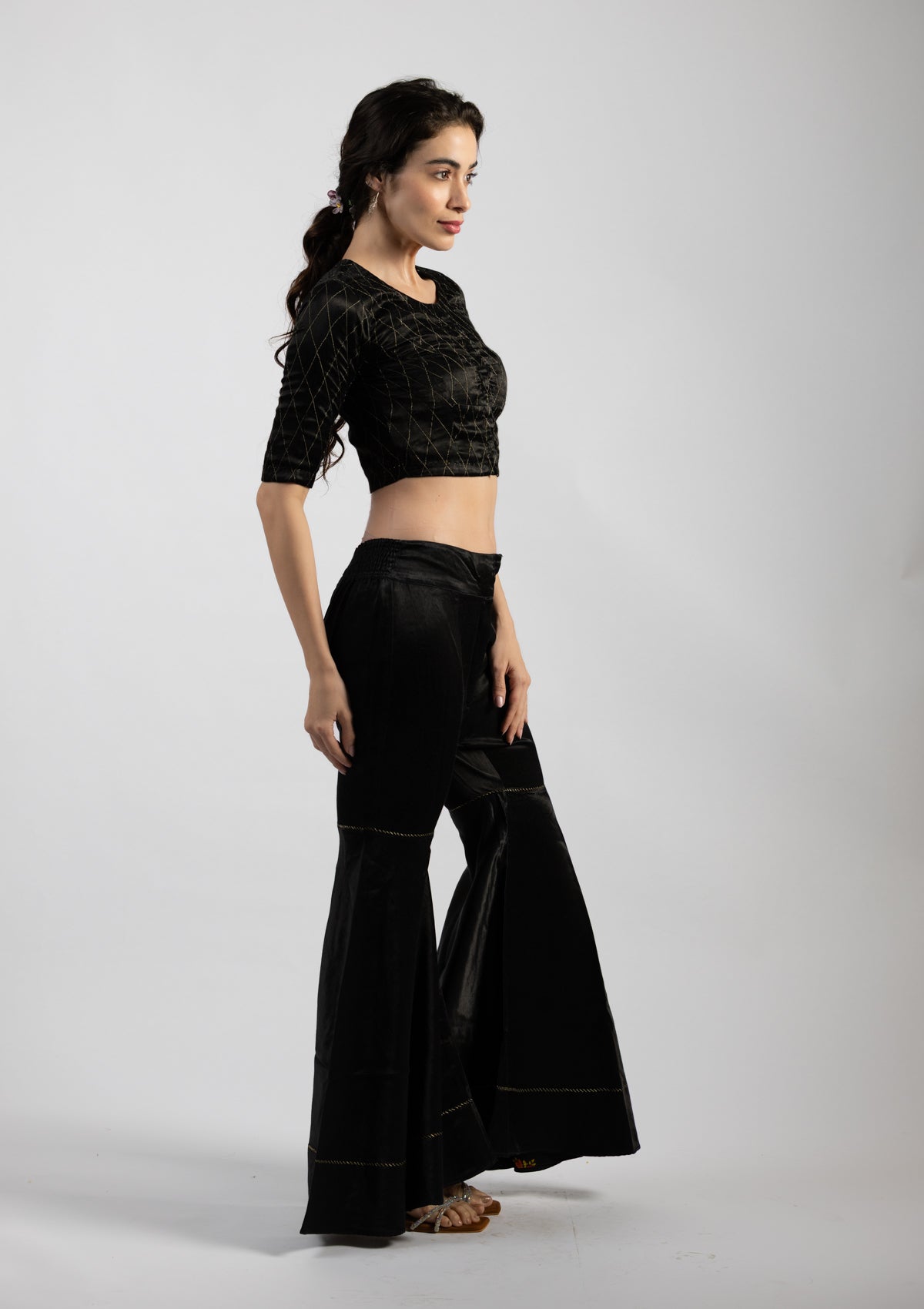 Fani Black Mashru Top - Size Small