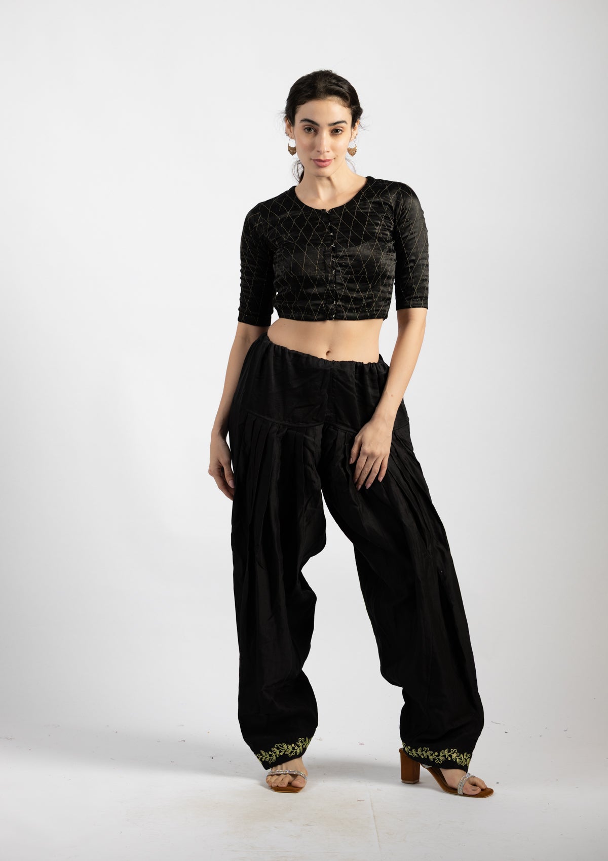 Black Charcoal Mashru Trousers - Size Extra Large