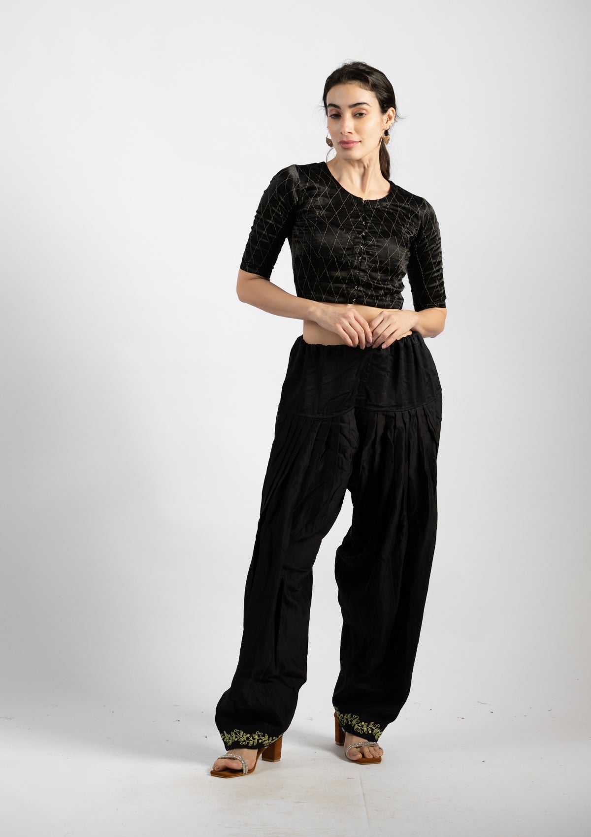 Black Charcoal Mashru Trousers - Size Extra Large