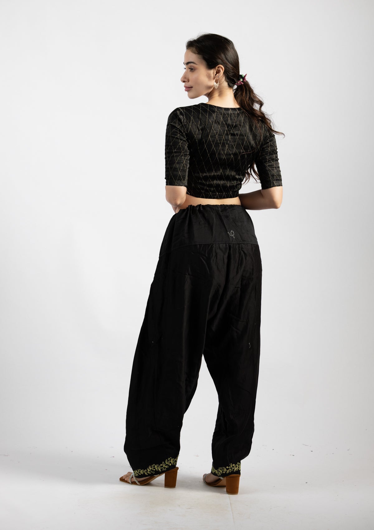 Black Charcoal Mashru Trousers - Size Extra Large