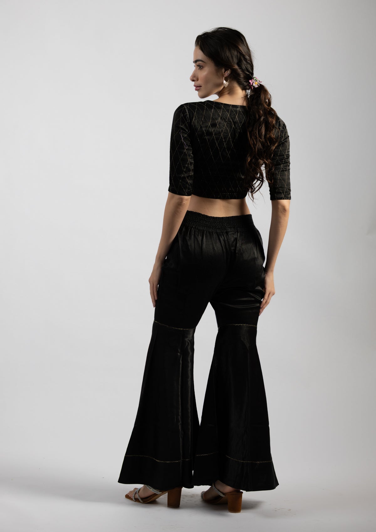 Jet Black Mashru Pant - Size Extra Small